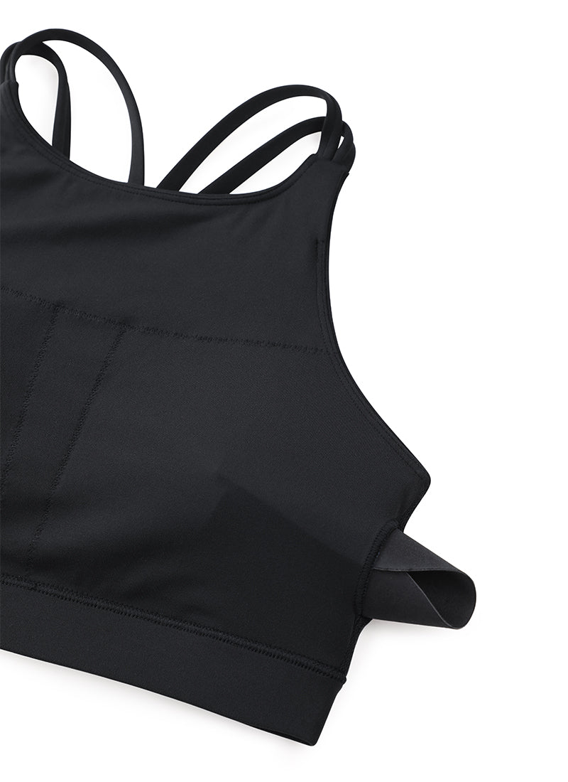 CRZ YOGA Womens Butterluxe Longline Sports Bras Criss Cross Back Black