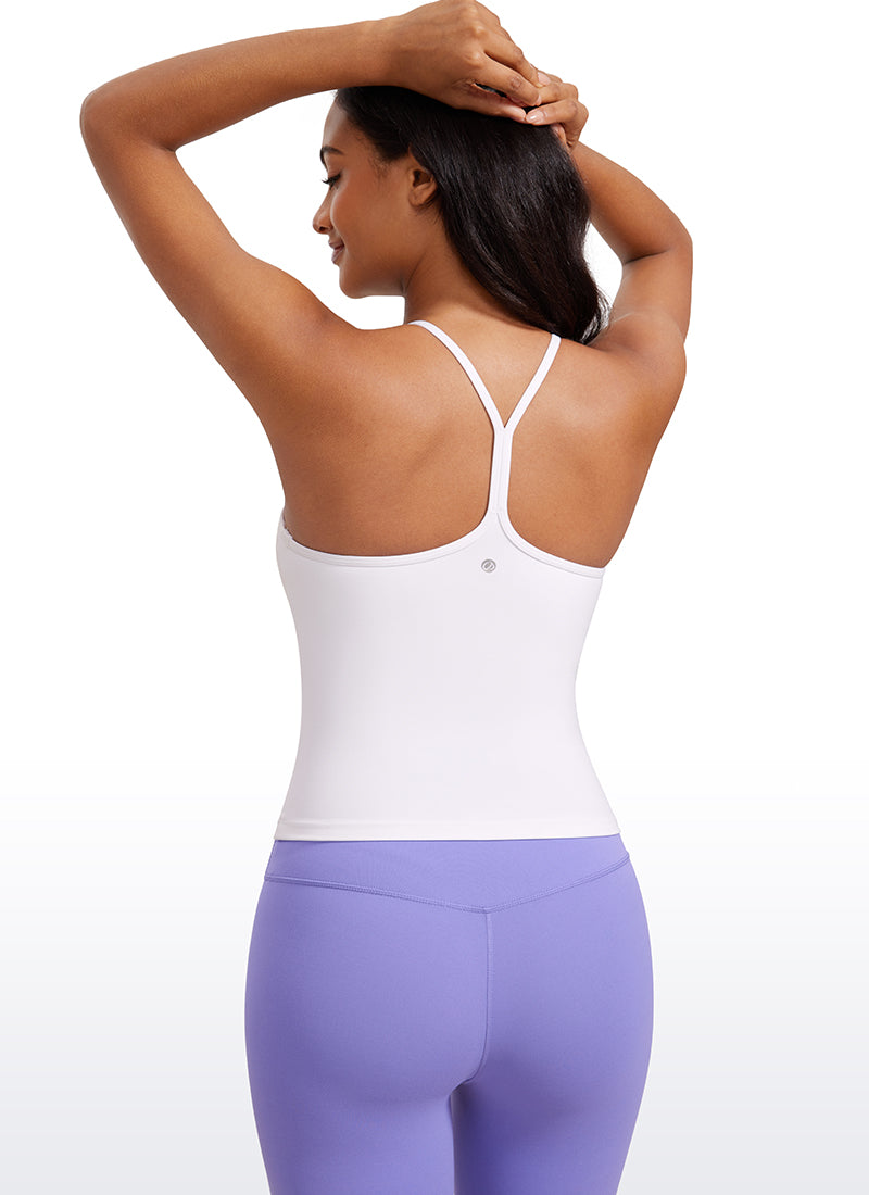 CRZ YOGA Women's Yoga Butterluxe Halter High Neck Padded Tanks Y Back White @model_info:Lais