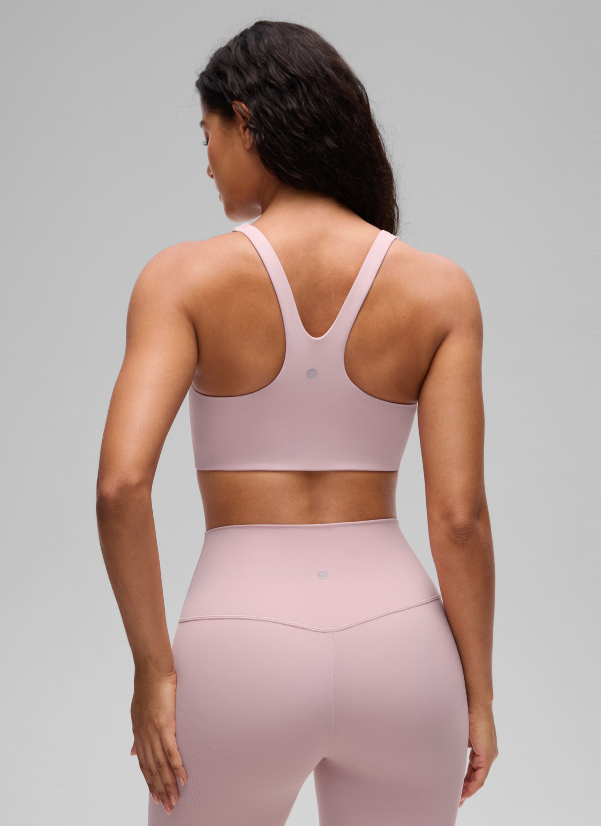 CRZ YOGA Womens Butterlift Double Lined Square Neck Yoga Sports Bra Pink Haze @model_info:C