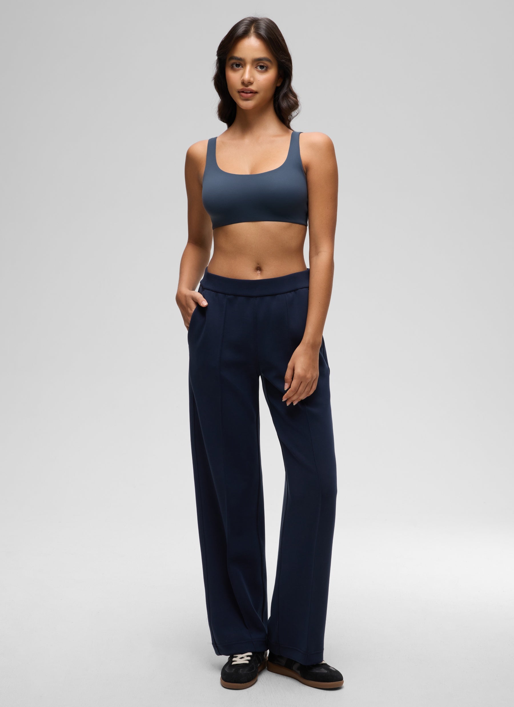 CRZ YOGA Women's Softhold Wireless Double Lined U Back Everyday Bra Sargasso @model_info:Liss