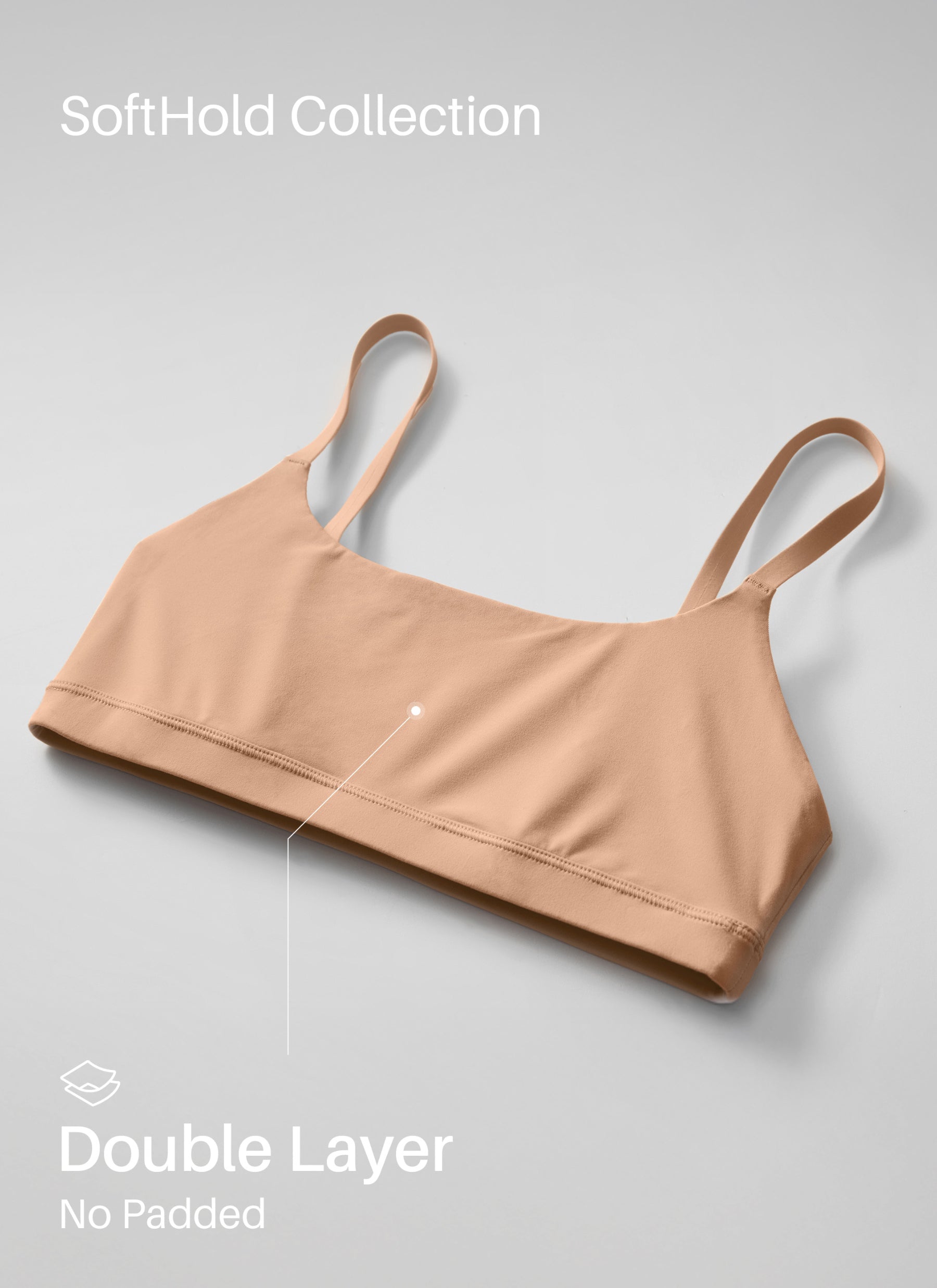 CRZ YOGA Women's Softhold Wireless Scoop Neck  Everyday Bra Adjustable Warm Beige @model_info:X1