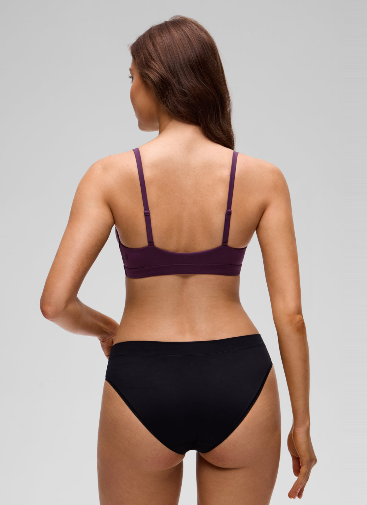 CRZ YOGA Softhold Womens Double Lined Wireless Triangle Bralette Deep Purple @model_info:V1