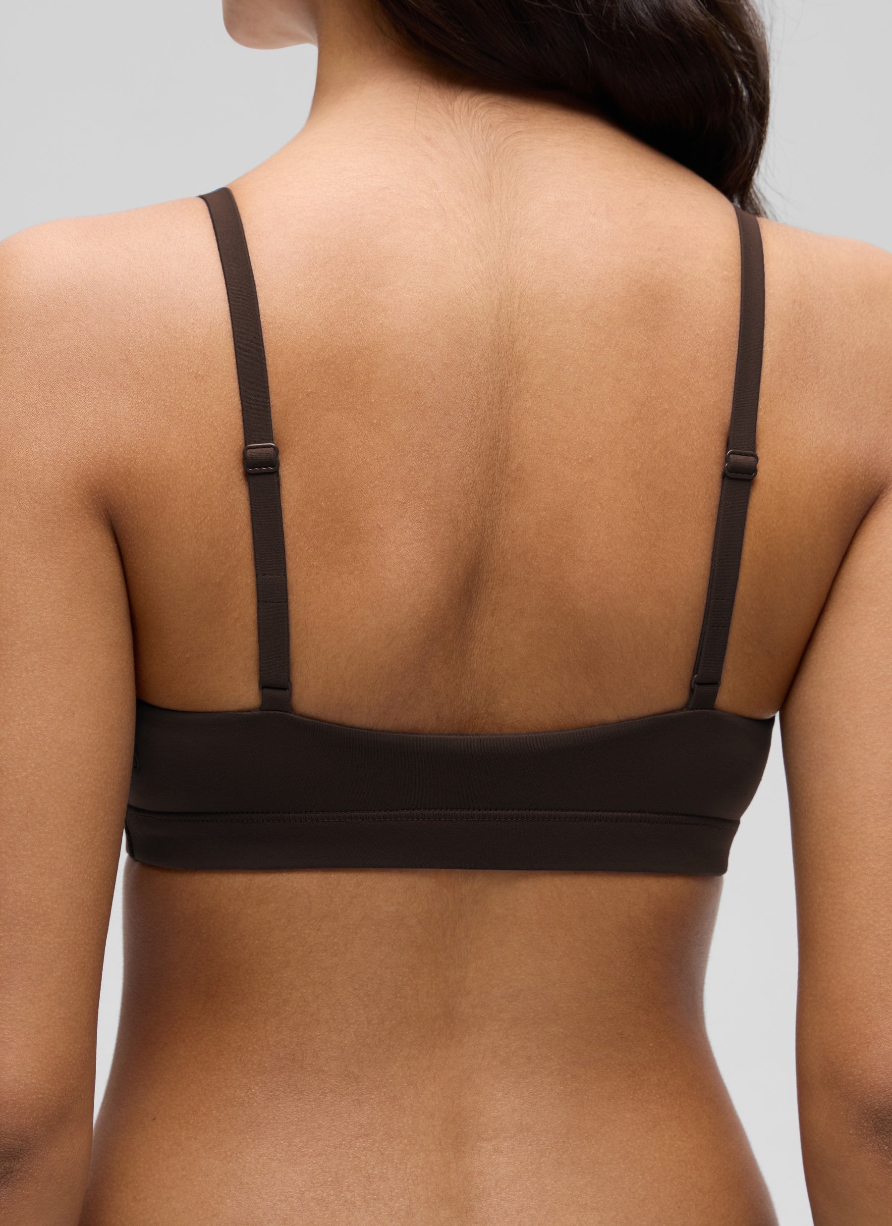 CRZ YOGA Softhold Womens Double Lined Wireless Triangle Bralette Hot Fudge Brown @model_info:Liss