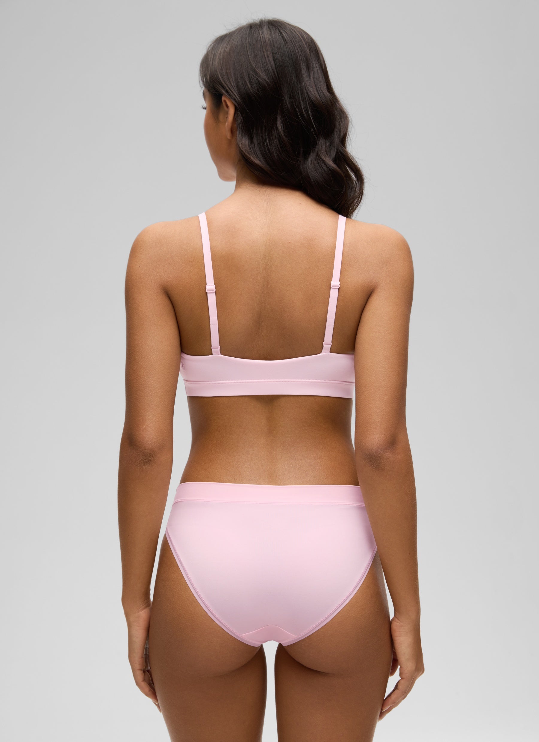 CRZ YOGA Softhold Womens Double Lined Wireless Triangle Bralette Strawberry Pink @model_info:Liss