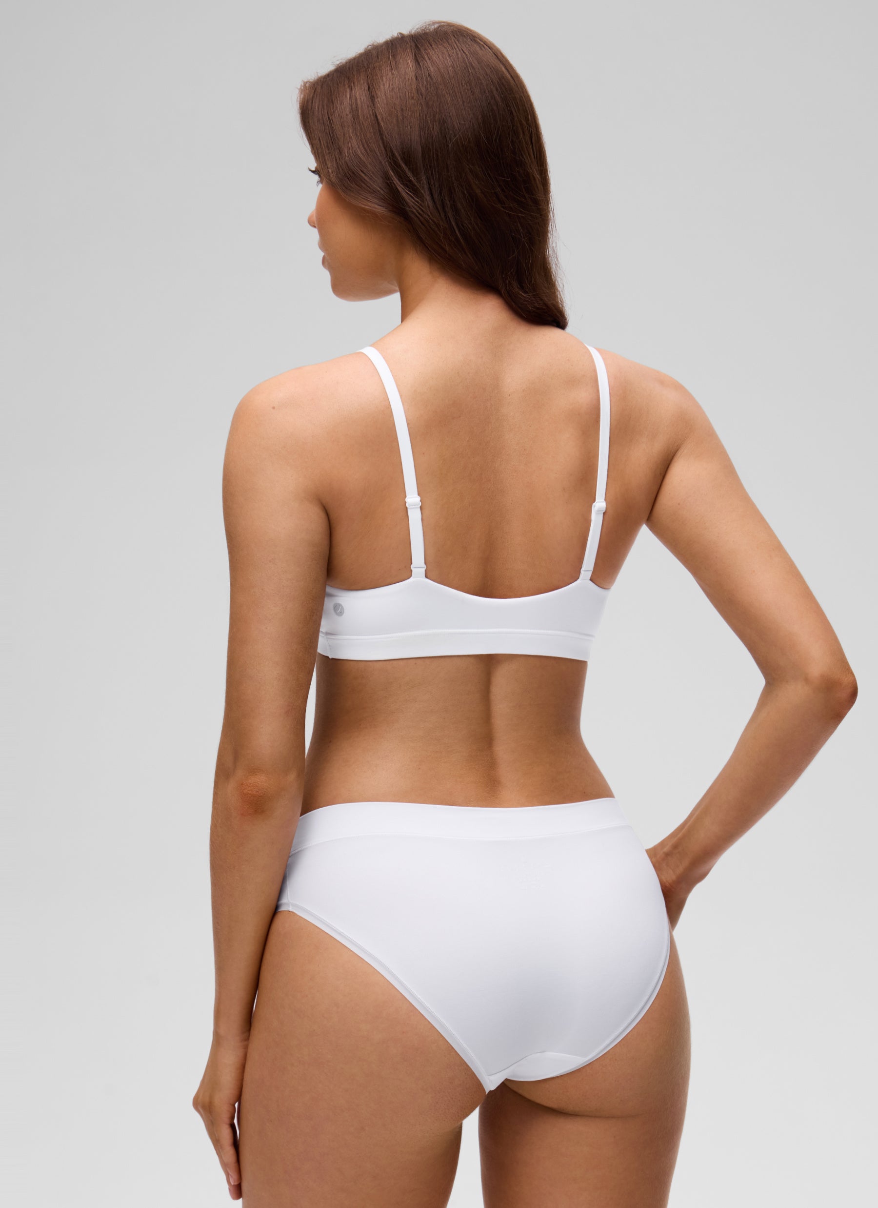 CRZ YOGA Softhold Womens Double Lined Wireless Triangle Bralette Snow White @model_info:V