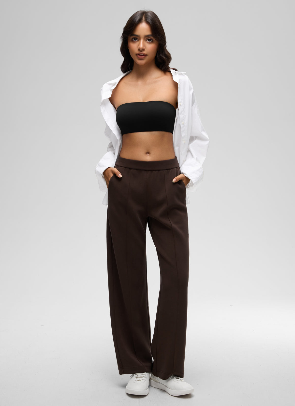 CRZ YOGA Women Softhold Double Lined Strapless Wireless  Bralettes Black @model_info:Liss