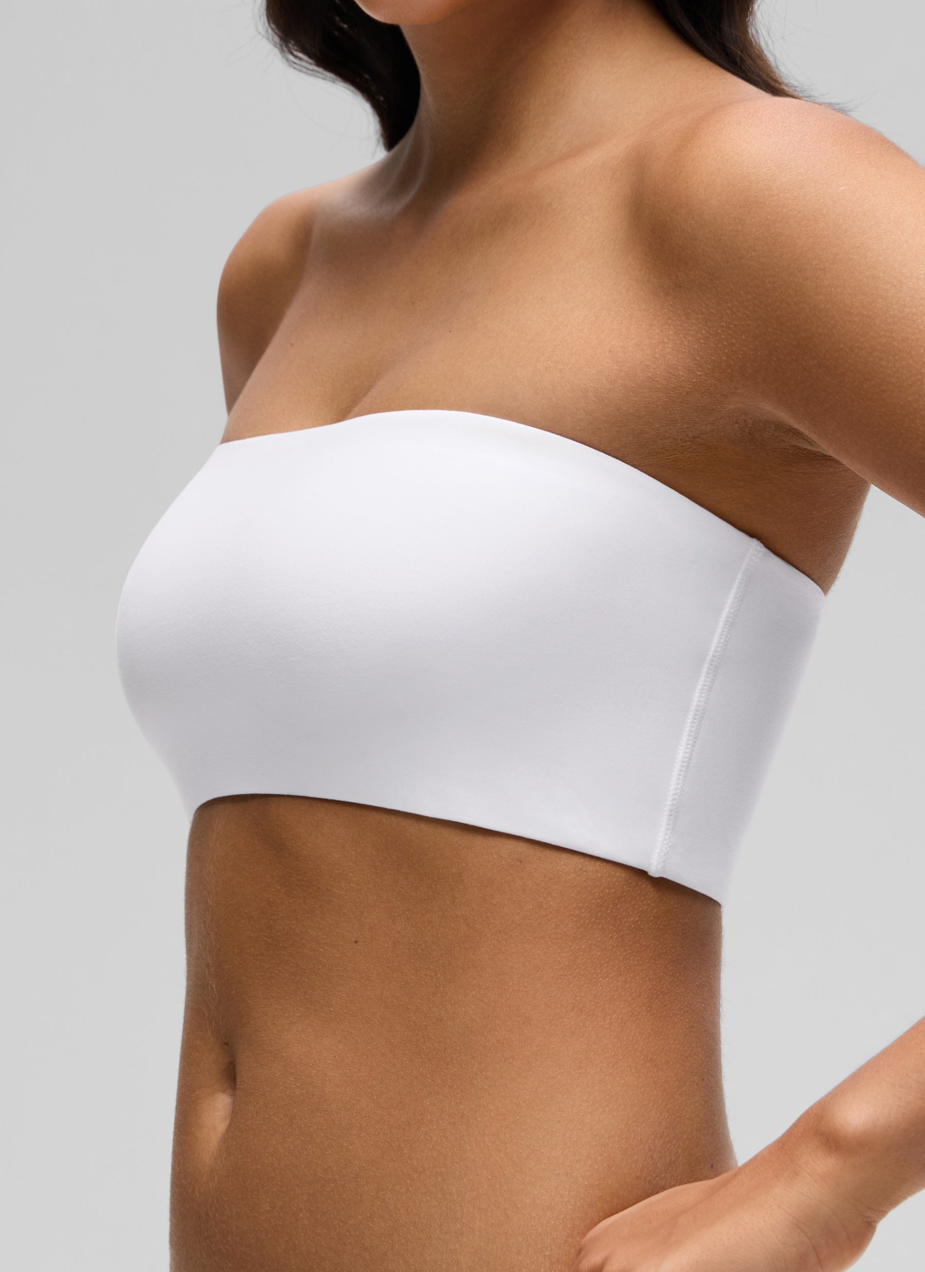 CRZ YOGA Women Softhold Double Lined Strapless Wireless  Bralettes Snow White @model_info:Liss