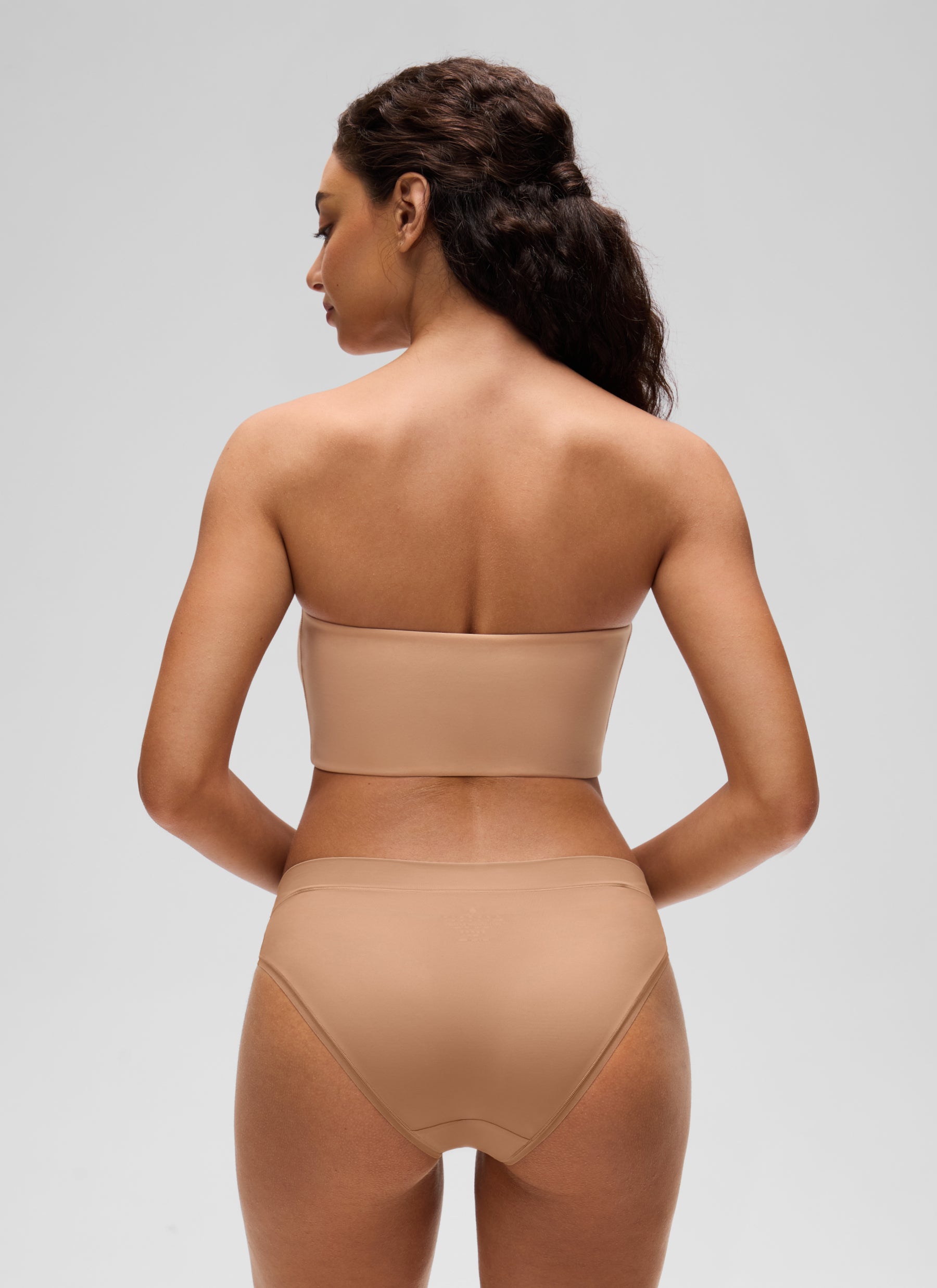CRZ YOGA Women Softhold Double Lined Strapless Wireless  Bralettes Warm Beige @model_info:A