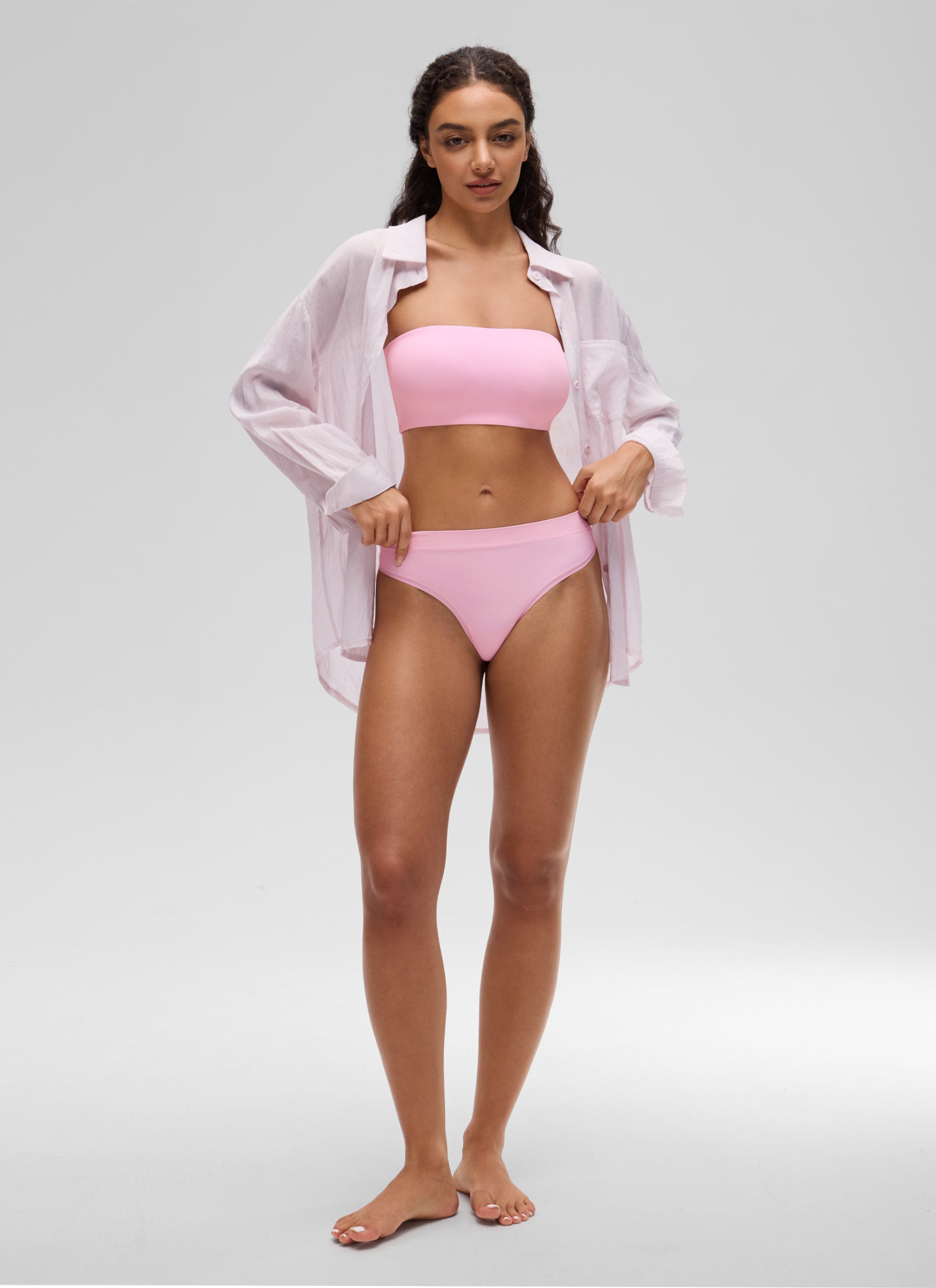 CRZ YOGA Women Softhold Double Lined Strapless Wireless  Bralettes Sweet Pink @model_info:A