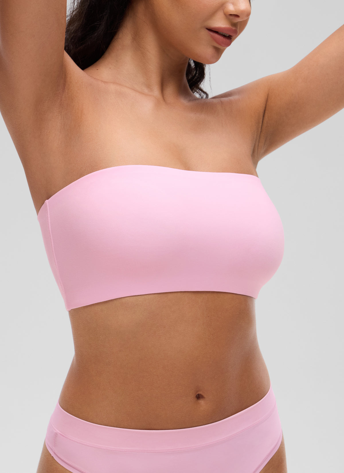 CRZ YOGA Women Softhold Double Lined Strapless Wireless  Bralettes Sweet Pink @model_info:A