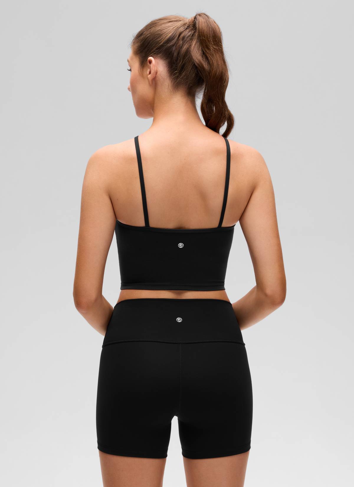 CRZ YOGA Women's Butterluxe Yoga Cross Halter Crop Built in Bra Tank Black @model_info:Gelya