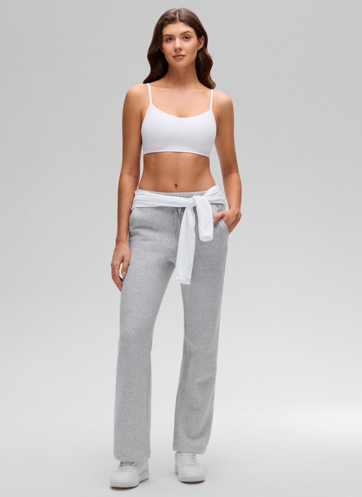 CRZ YOGA Women's Softhold Casual V Neck Mold Spaghetti Strap Bralette Snow White @model_info:Gelye
