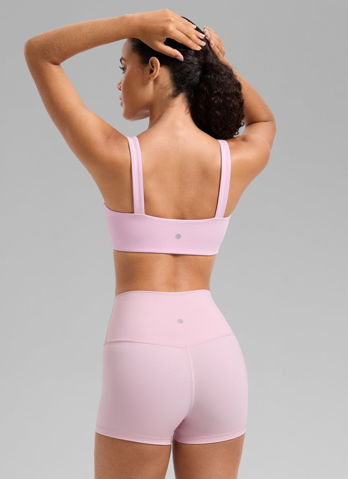 CRZ YOGA Women's Butterlift Workout Square Neck Built in Sports Bra Milk Pink @model_info:Gabi