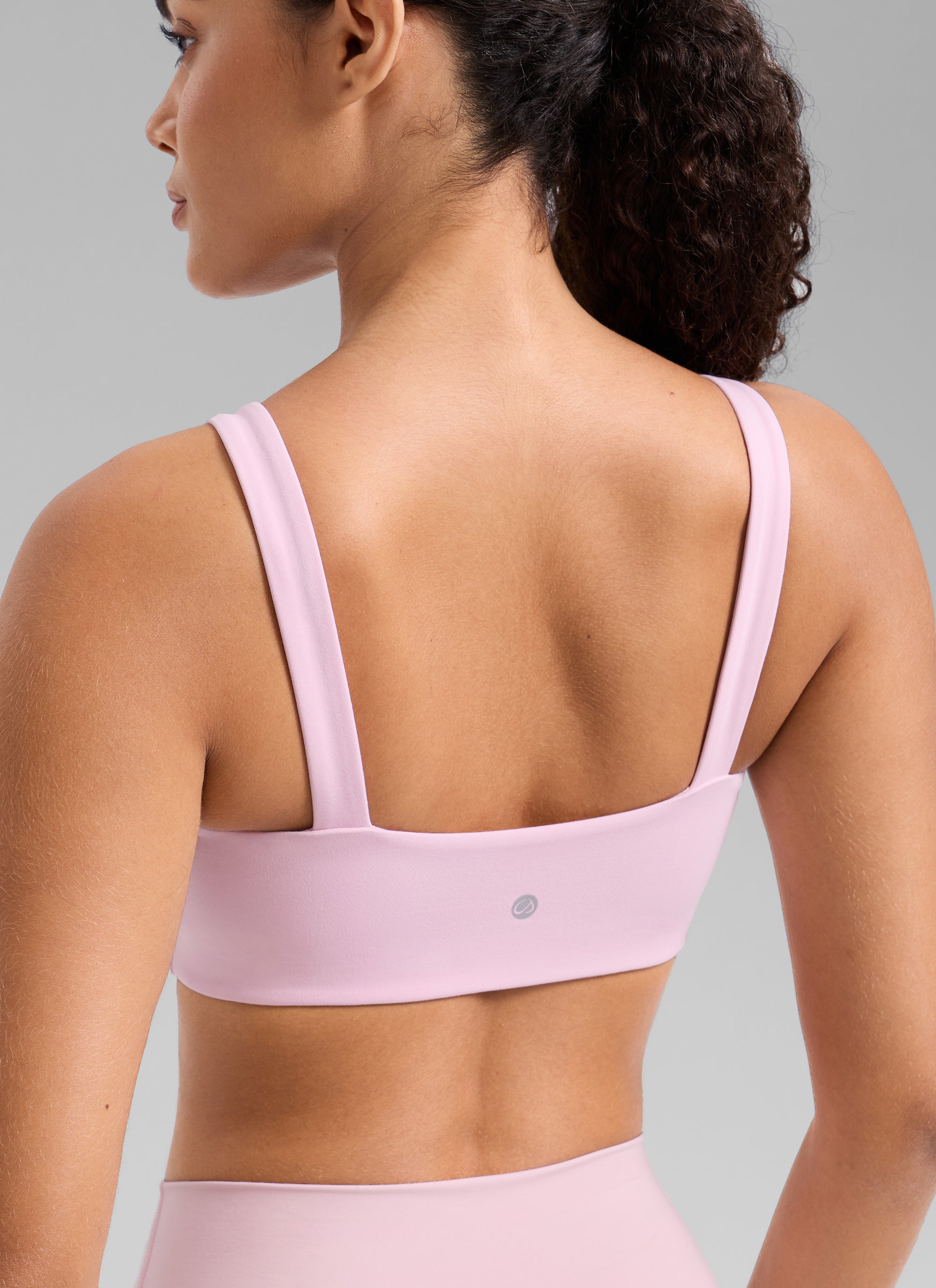 CRZ YOGA Women's Butterlift Workout Square Neck Built in Sports Bra Milk Pink @model_info:Gabi
