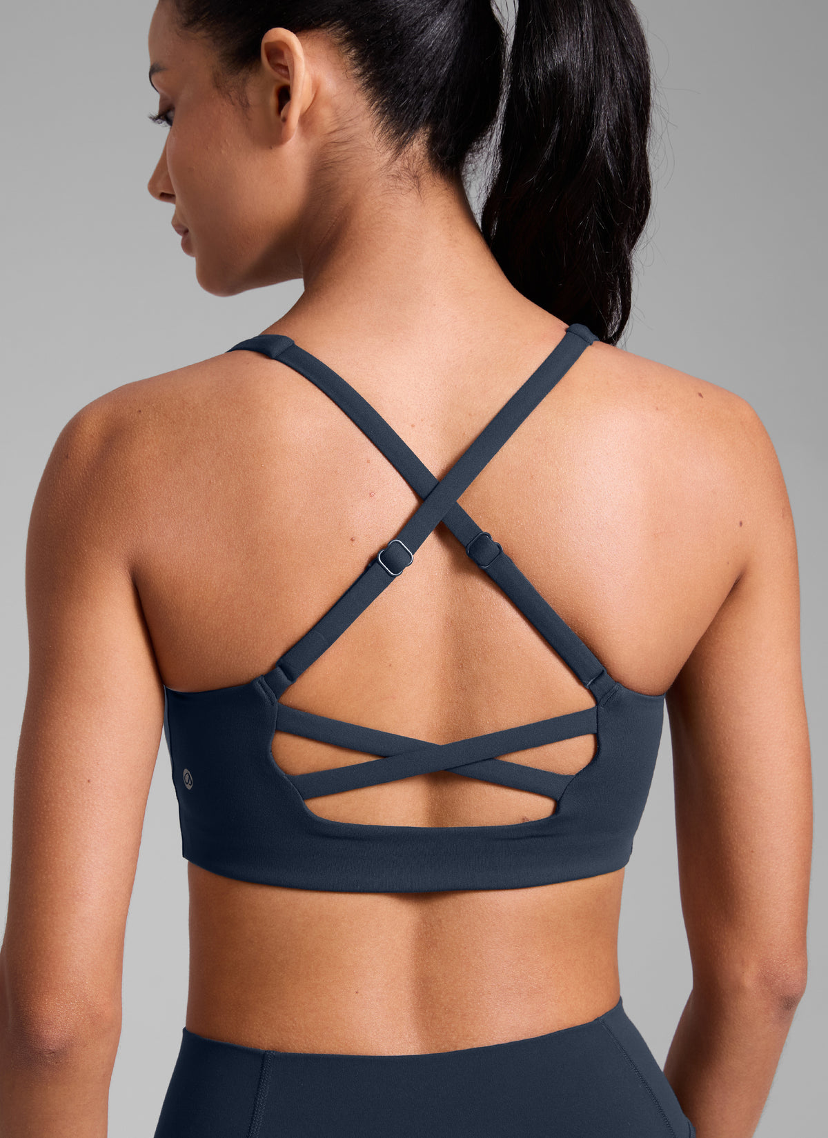 CRZ YOGA Women's Butterlift Workout Cross Back Built in Bra Sports Bra Twilight Blue @model_info:Angelly