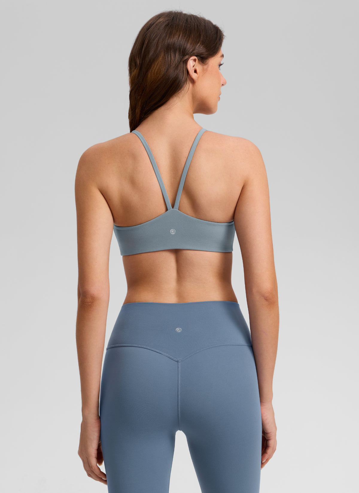 CRZ YOGA Women's Butterlift® Yoga V Back Double Lined Sports Bra Belgian Blue @model_info:Gelya