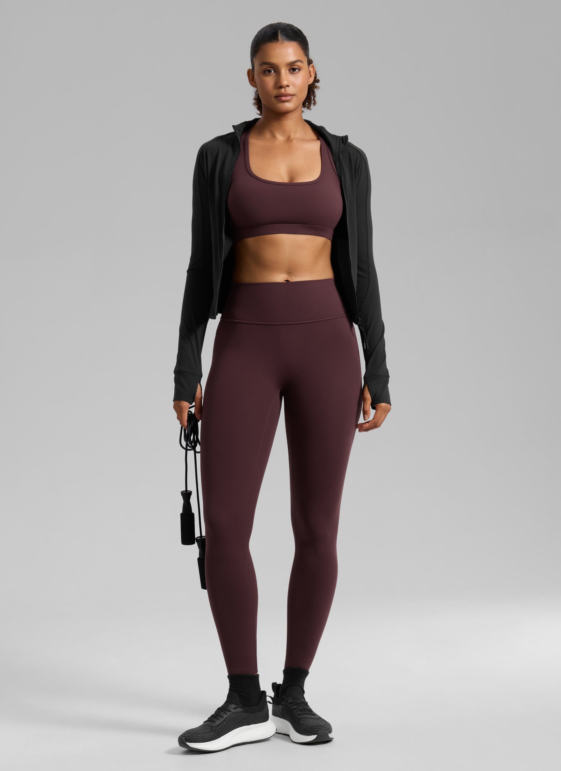 CRZ YOGA Women's Butterlift Yoga U Neck Racerback Keyhole Sports Bra Ripe Plum @model_info:Barbara