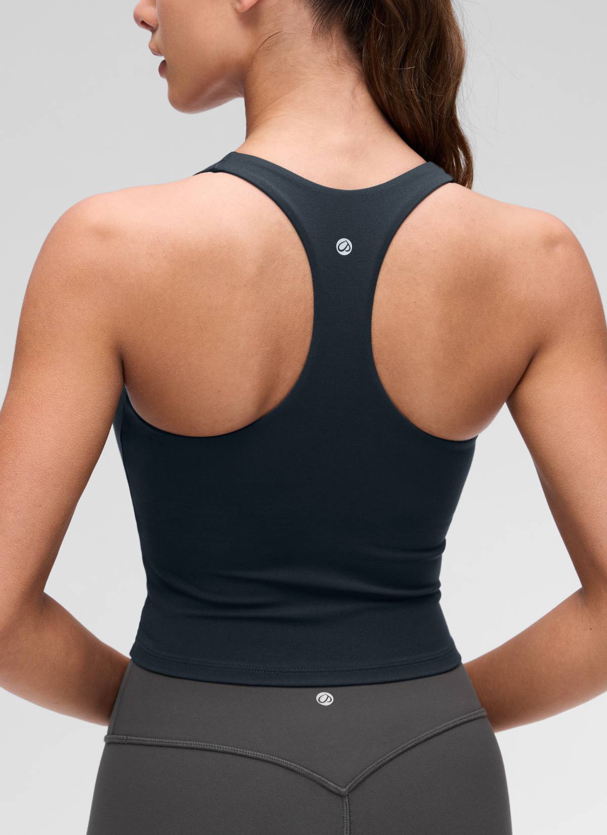 CRZ YOGA Women's Butterluxe Yoga V Neck RacerBack Built in Bra Tank True Navy @model_info:Maria