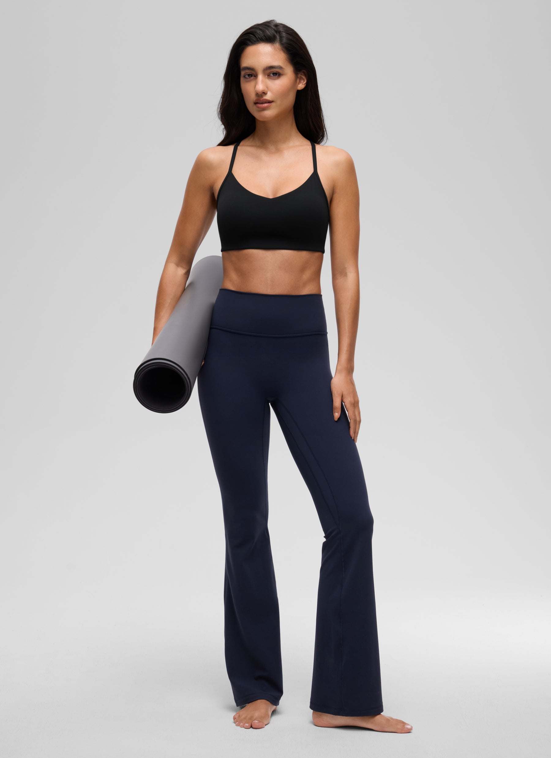 CRZ YOGA Women's Butterluxe Yoga Y Back V Neck Spaghetti Strap Sports Bra Black @model_info:A