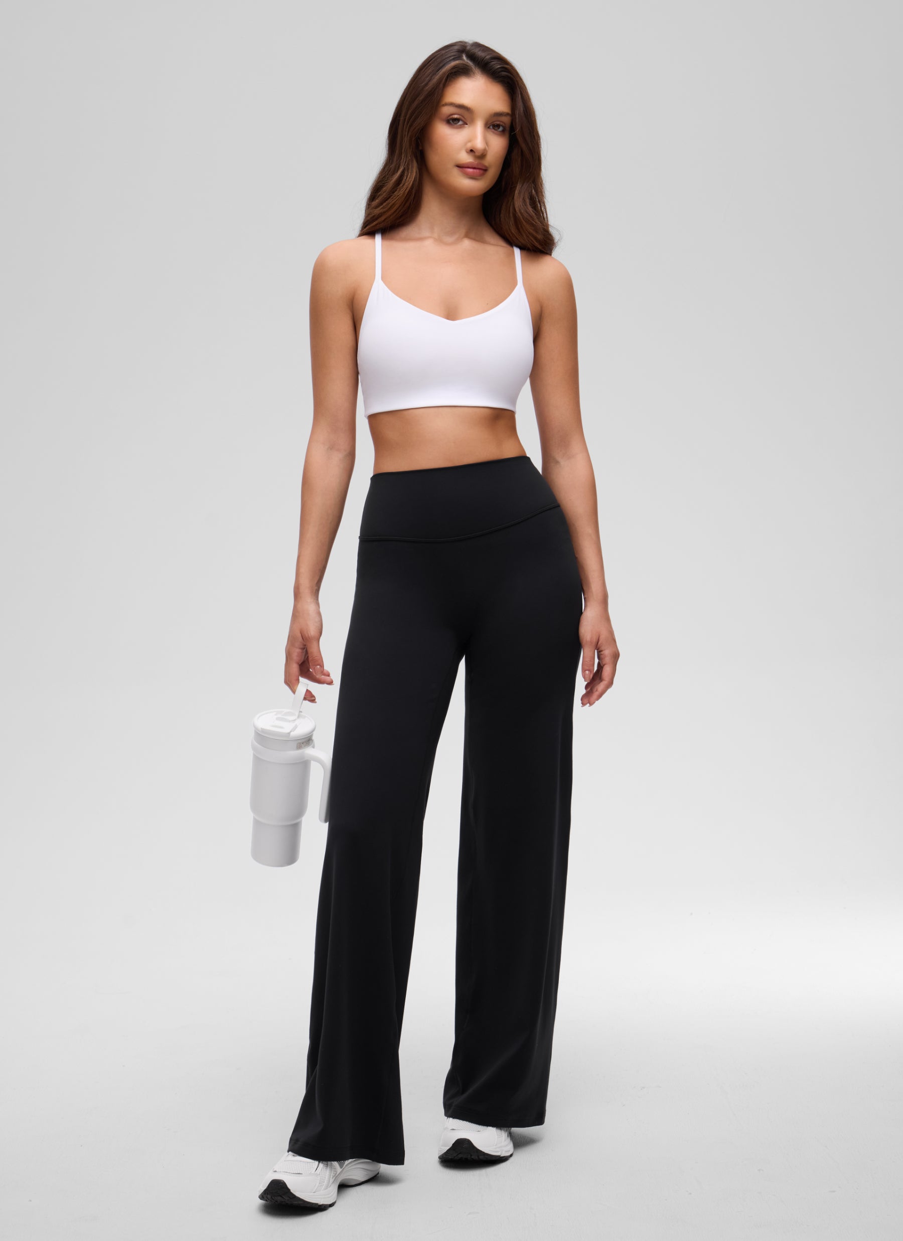 CRZ YOGA Women's Butterluxe Yoga Y Back V Neck Spaghetti Strap Sports Bra White @model_info:I