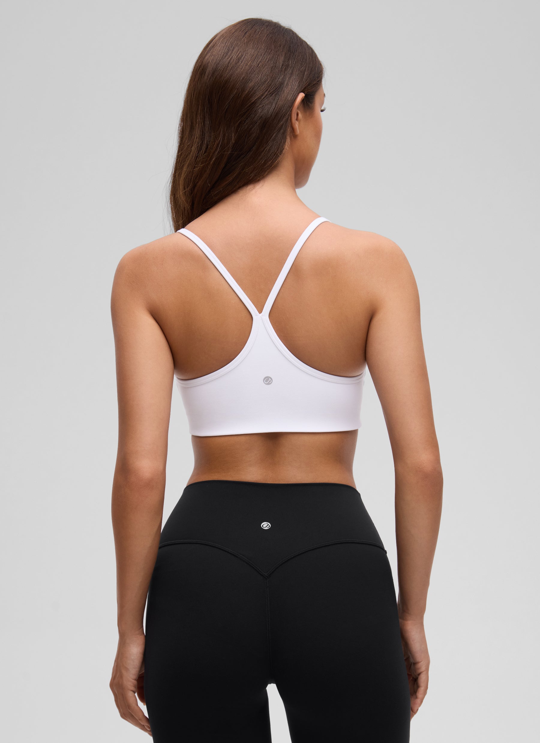 CRZ YOGA Women's Butterluxe Yoga Y Back V Neck Spaghetti Strap Sports Bra White @model_info:I