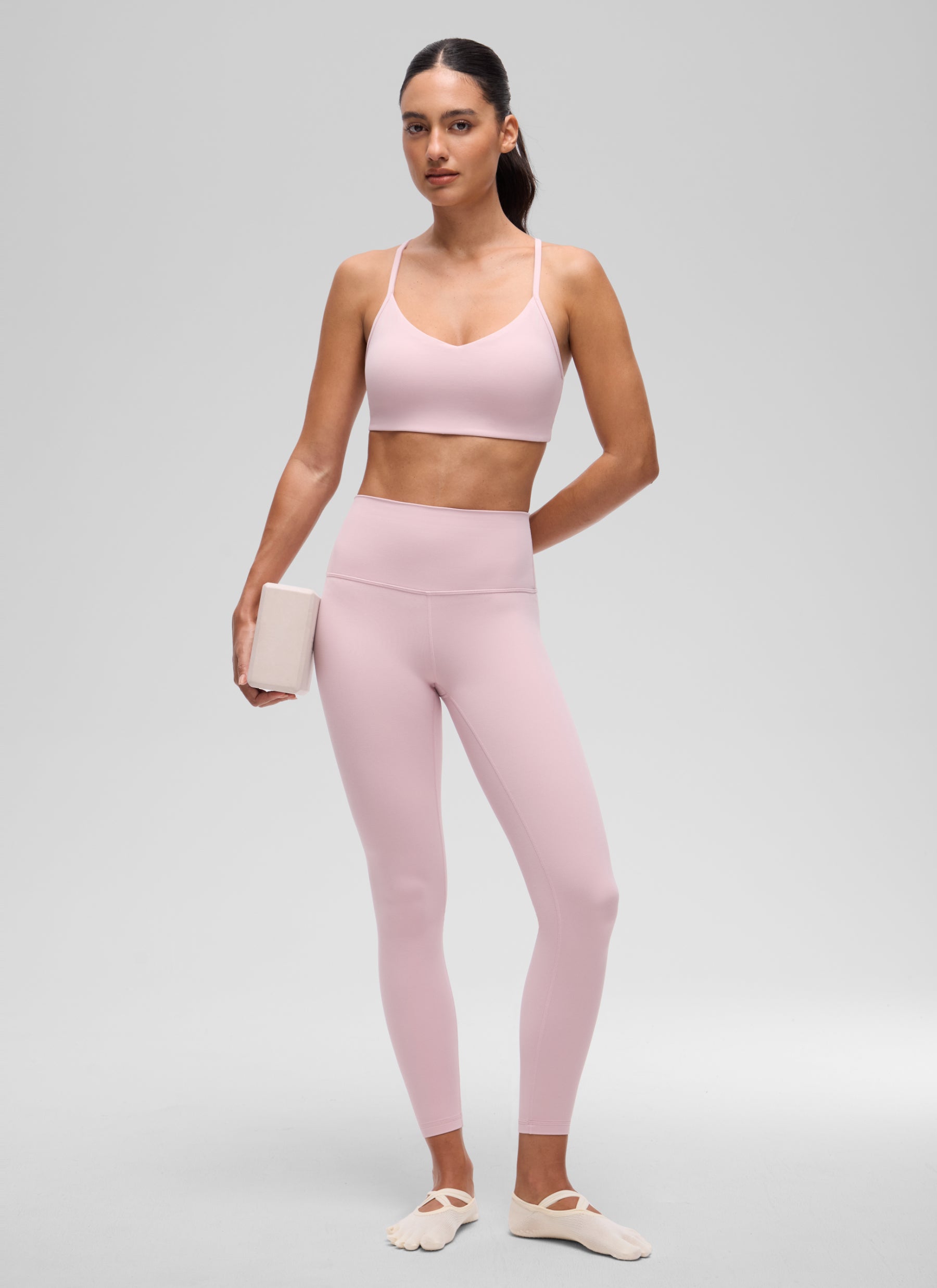 CRZ YOGA Women's Butterluxe Yoga Y Back V Neck Spaghetti Strap Sports Bra Pink Haze @model_info:A