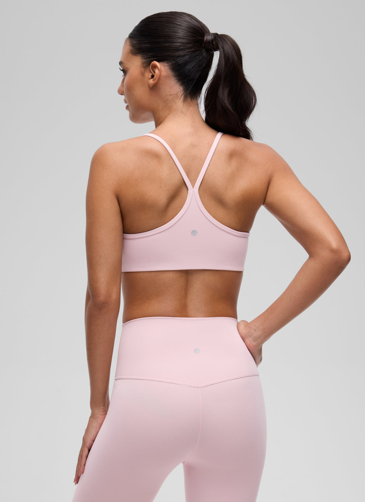 CRZ YOGA Women's Butterluxe Yoga Y Back V Neck Spaghetti Strap Sports Bra Pink Haze @model_info:A