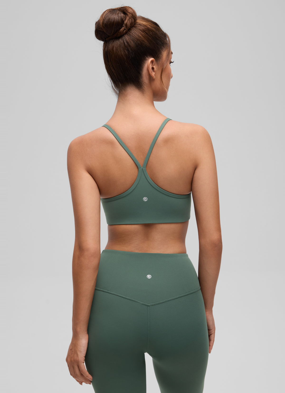 CRZ YOGA Women's Butterluxe Yoga Y Back V Neck Spaghetti Strap Sports Bra Dark Forest Green @model_info:I