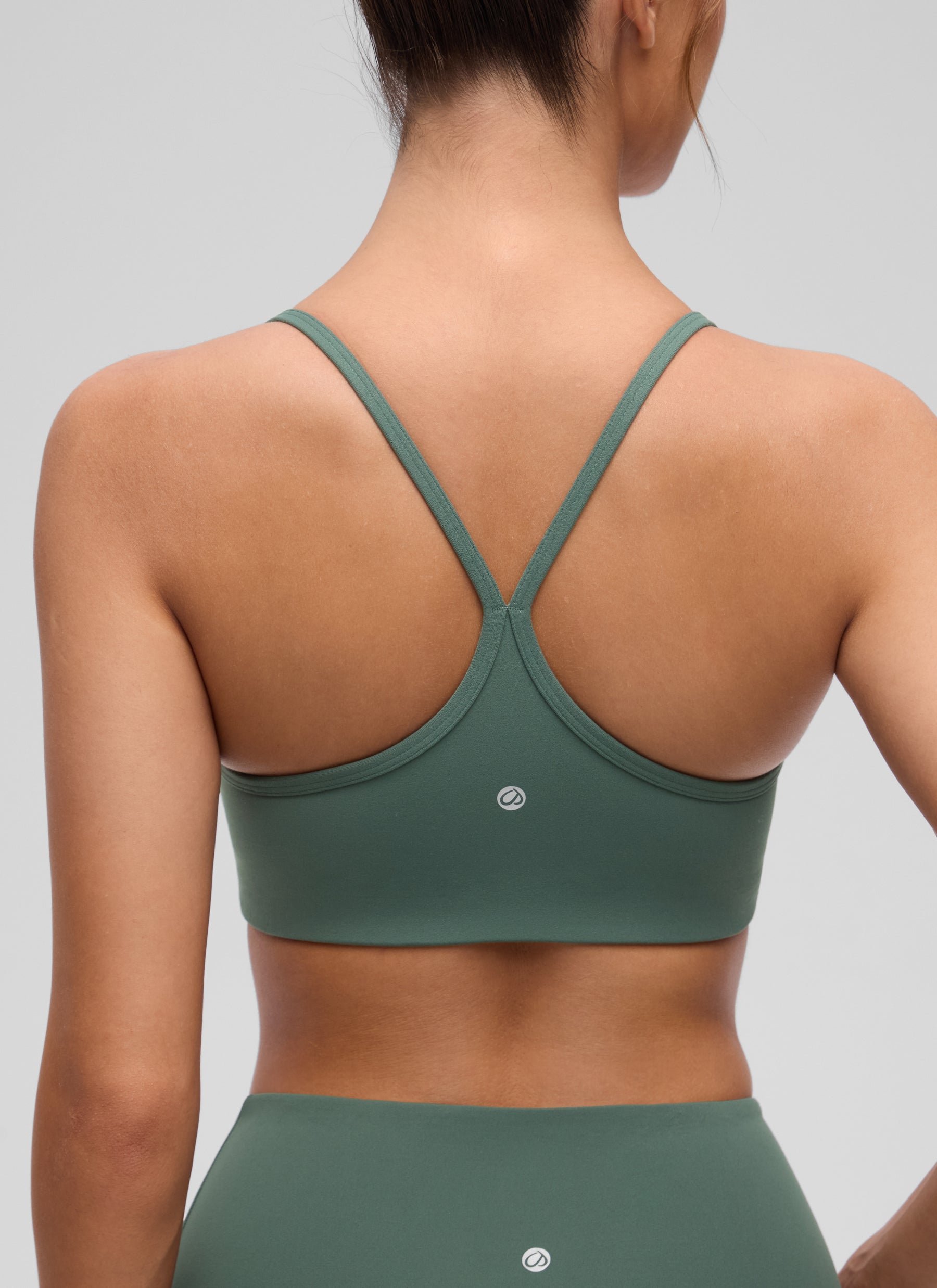 CRZ YOGA Women's Butterluxe Yoga Y Back V Neck Spaghetti Strap Sports Bra Dark Forest Green @model_info:I