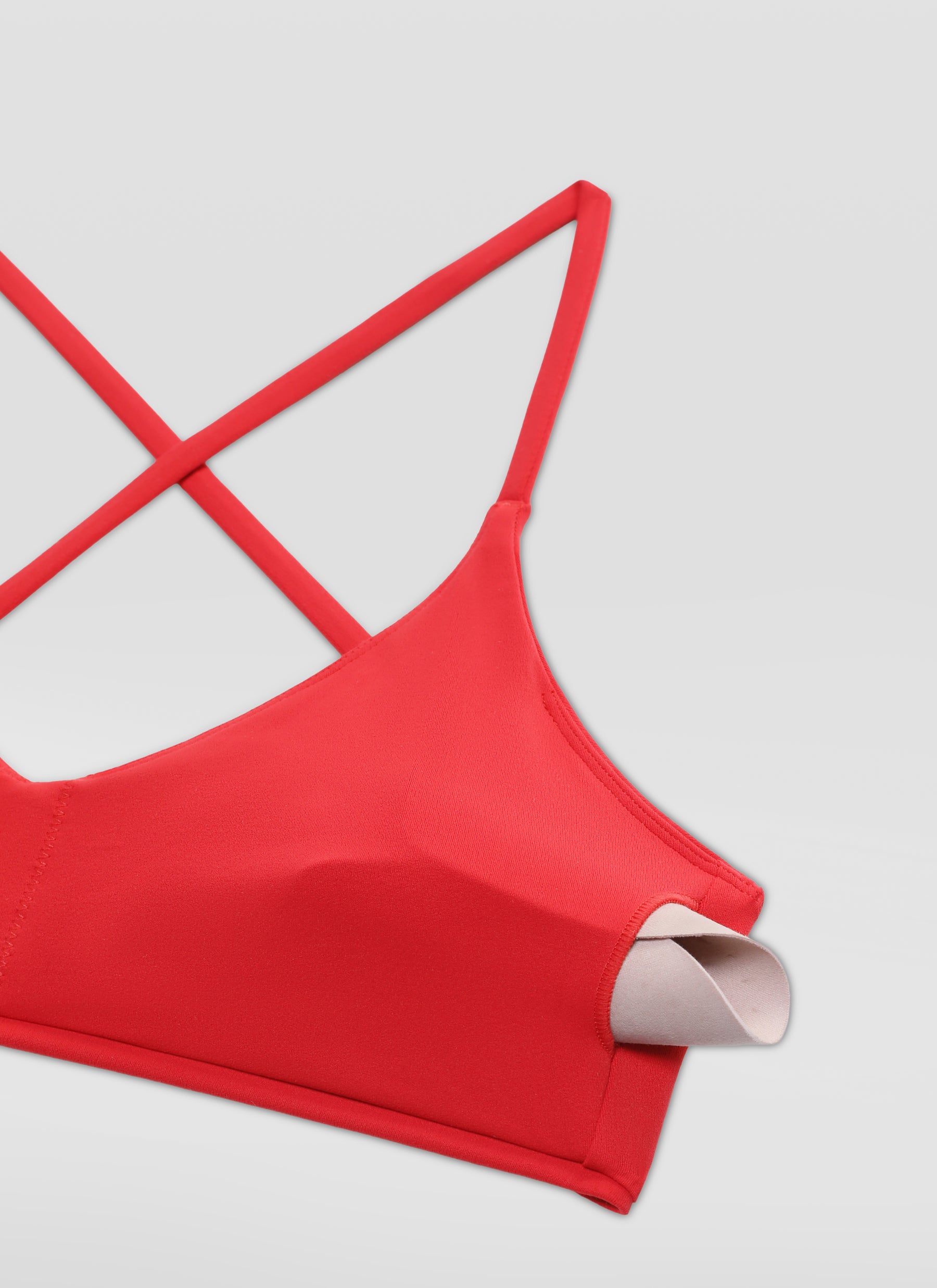 CRZ YOGA Women's Butterluxe Yoga V Neck Strappy Open Back Sports Bra Deep Red @model_info:X1