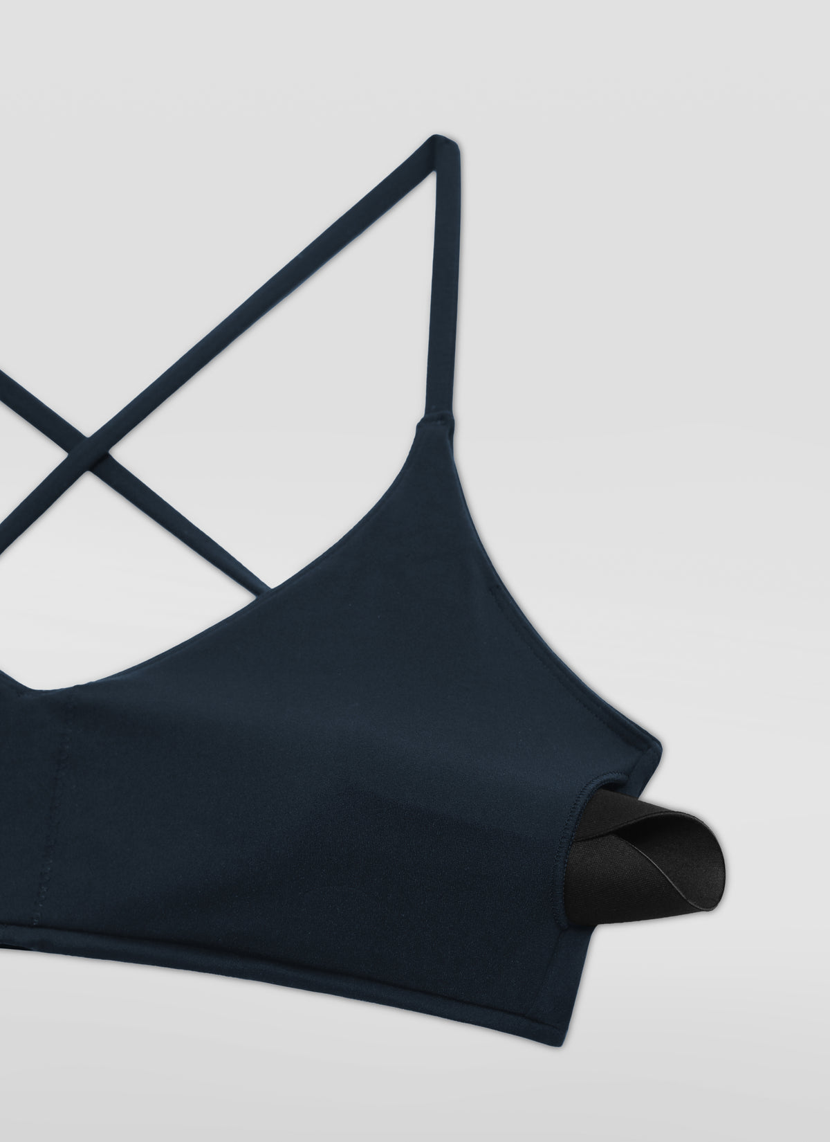CRZ YOGA Women's Butterluxe Yoga V Neck Strappy Open Back Sports Bra True Navy @model_info:X1