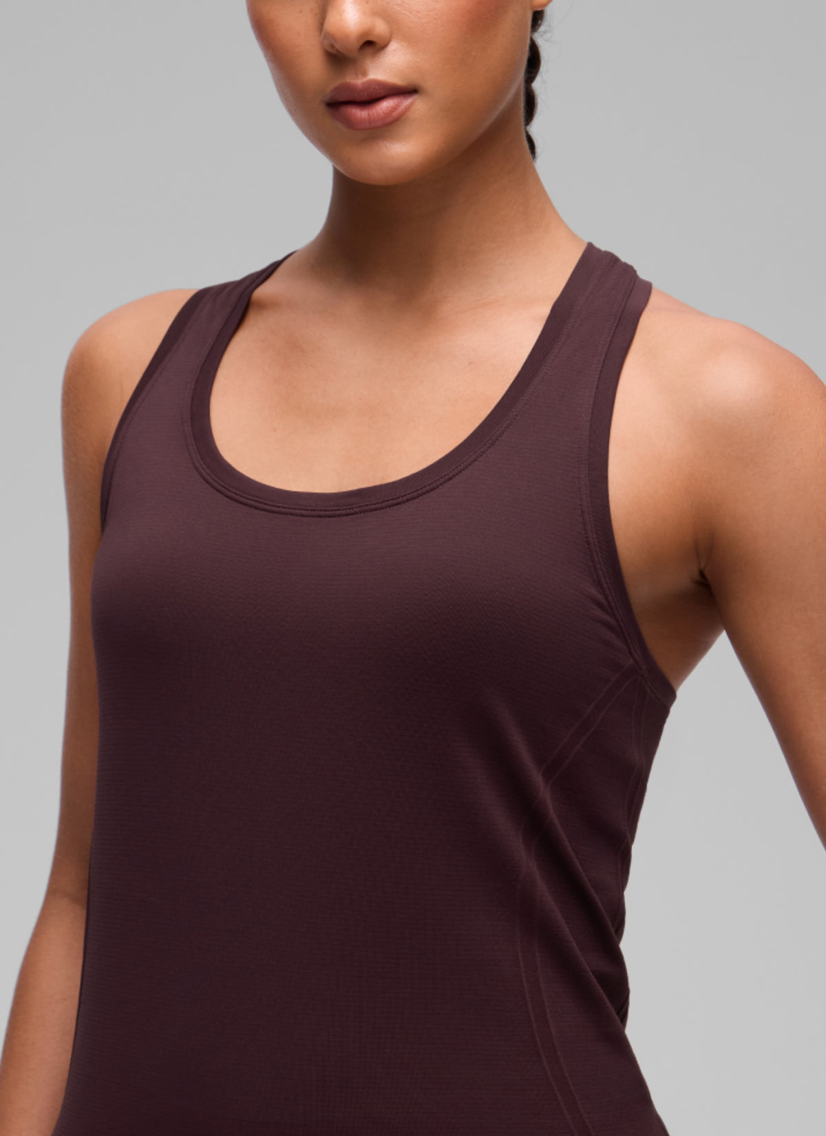 CRZ YOGA Women's Yoga Slim Fit Seamless Tank Crew Neck Racerback Ripe Plum @model_info:C
