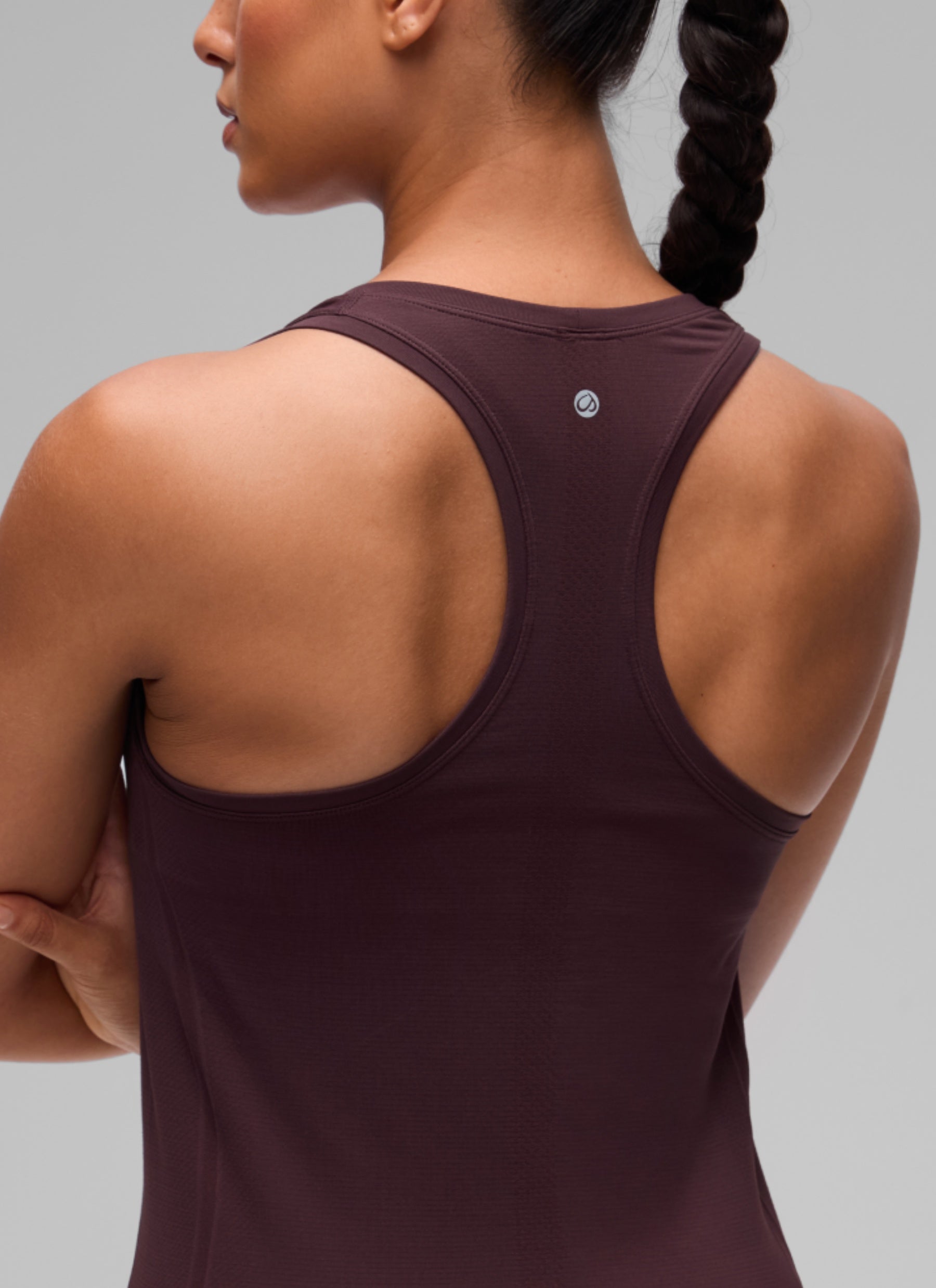 CRZ YOGA Women's Yoga Slim Fit Seamless Tank Crew Neck Racerback Ripe Plum @model_info:C