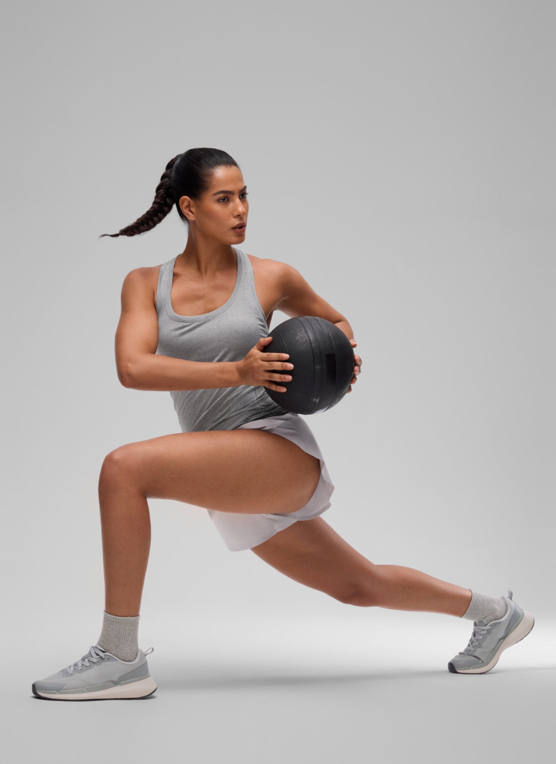 CRZ YOGA Women's Yoga Slim Fit Seamless Tank Crew Neck Racerback Slate Grey Marl @model_info:C