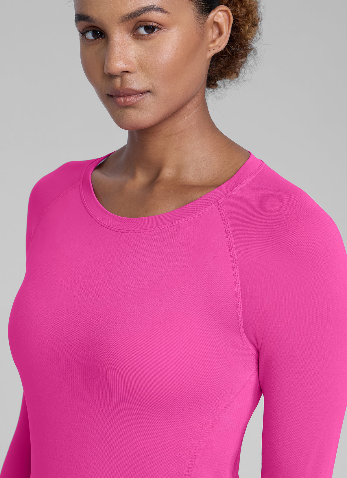 CRZ YOGA Women's Running Quick Dry Shirts Seamless Long Sleeves Hibiscus Purple @model_info:Babrabra