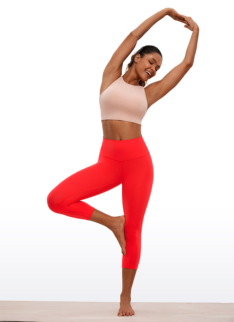 CRZ YOGA Women's Yoga Lounge High Rise Butterluxe Yoga Leggings 21'' Dark Red @model_info:Gigi