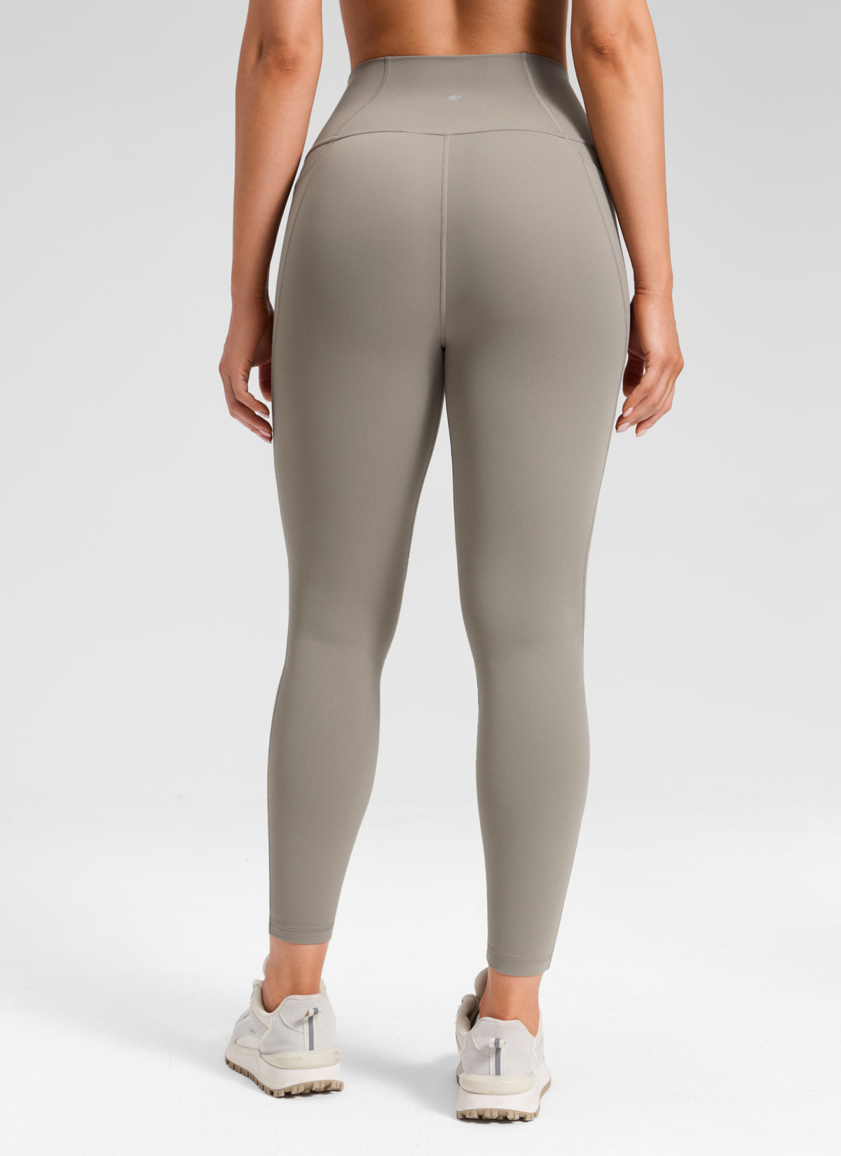 CRZ YOGA Women's Yoga Lounge High Rise Butterluxe Pocket Leggings 25'' Warm Ash Grey @model_info:Mariana