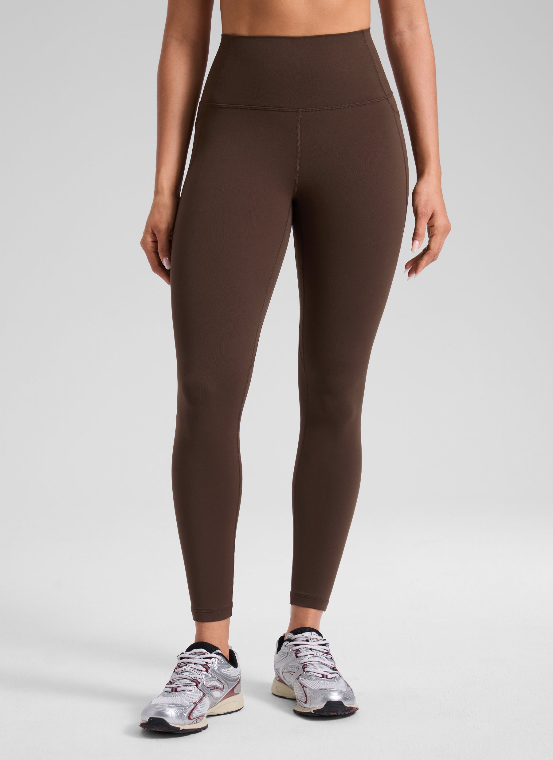 CRZ YOGA Women's Yoga Lounge High Rise Butterluxe Pocket Leggings 25'' Walnut Brown @model_info:D