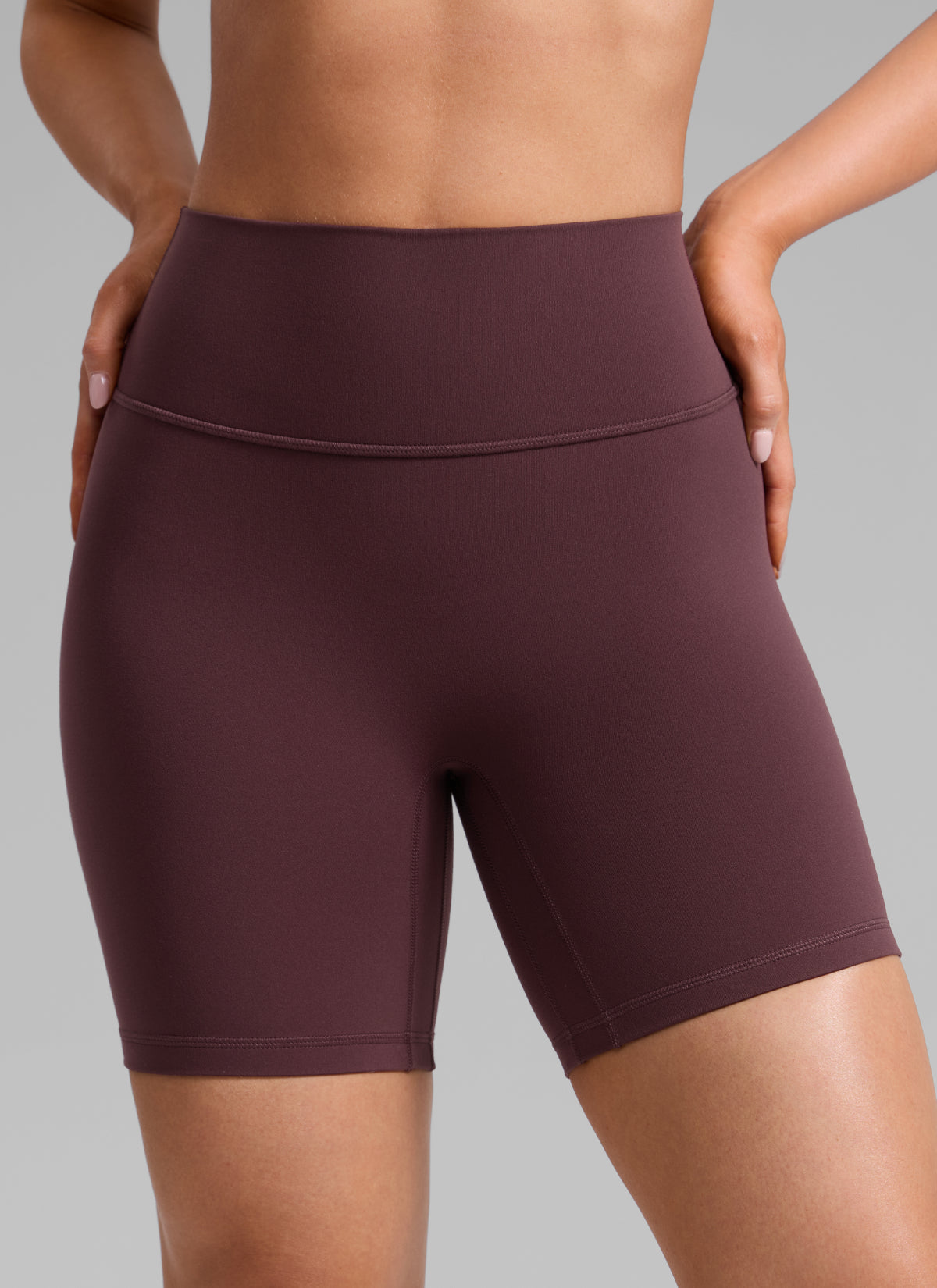 CRZ YOGA Butterlift Womens Scrunch Butt Biker Shorts 6'' No Front Seam Ripe Plum