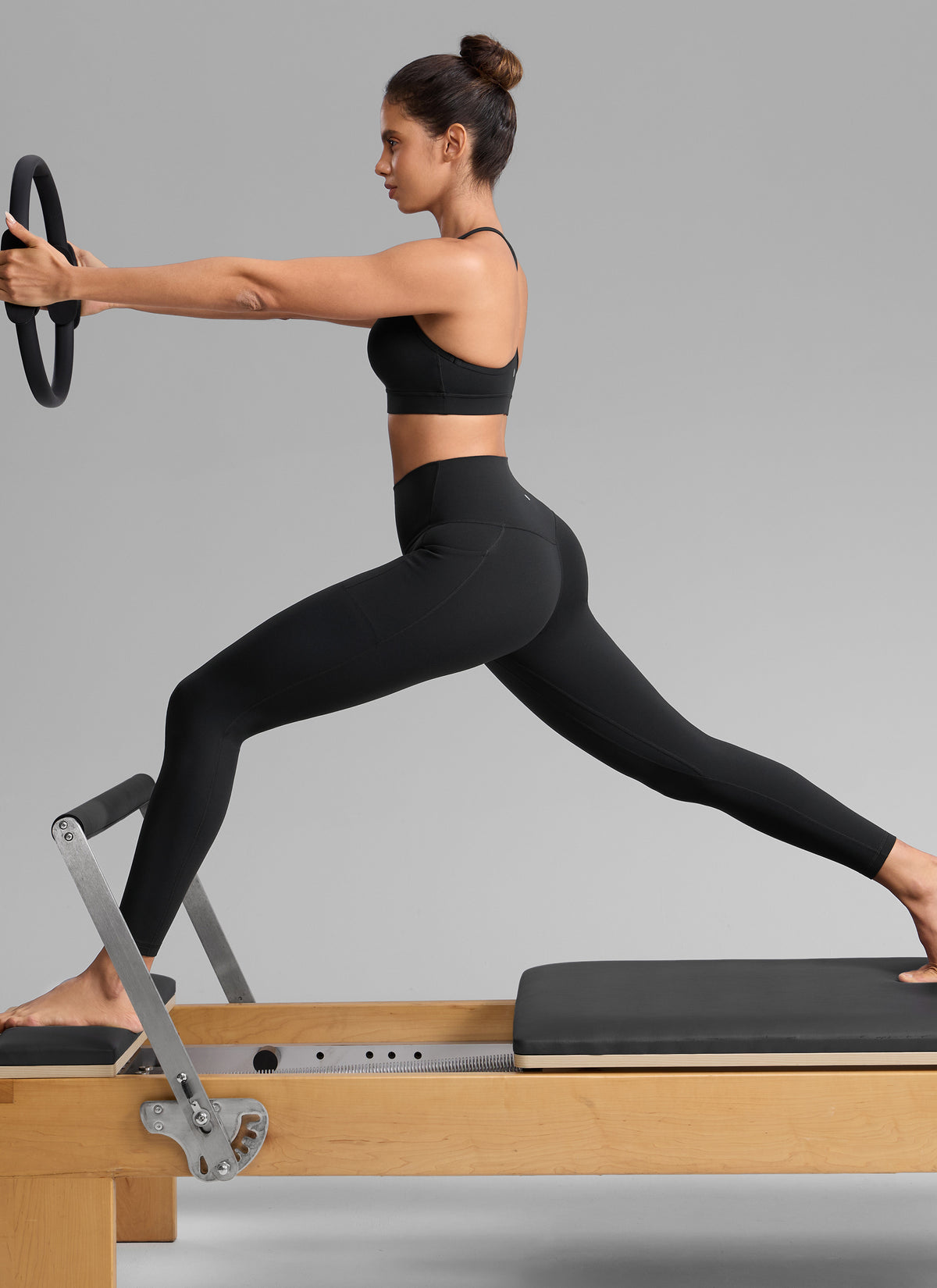 CRZ YOGA Women's Butterlift Workout High Rise Pocket Leggings 25'' Black @model_info:Dany