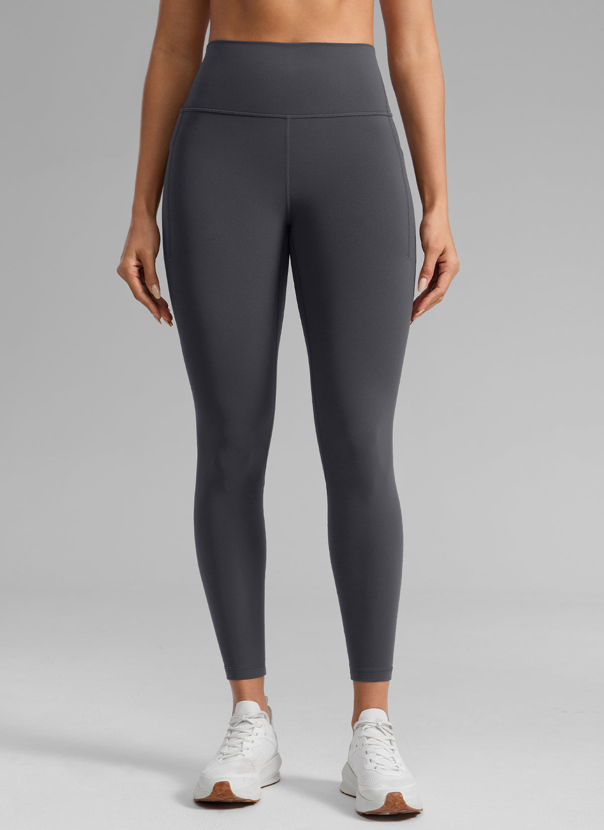 CRZ YOGA Women's Butterlift Workout High Rise Pocket Leggings 25'' Mysterious Grey @model_info:D