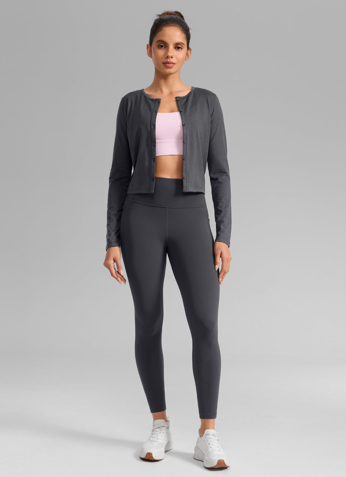 CRZ YOGA Women's Butterlift Workout High Rise Pocket Leggings 25'' Mysterious Grey @model_info:D