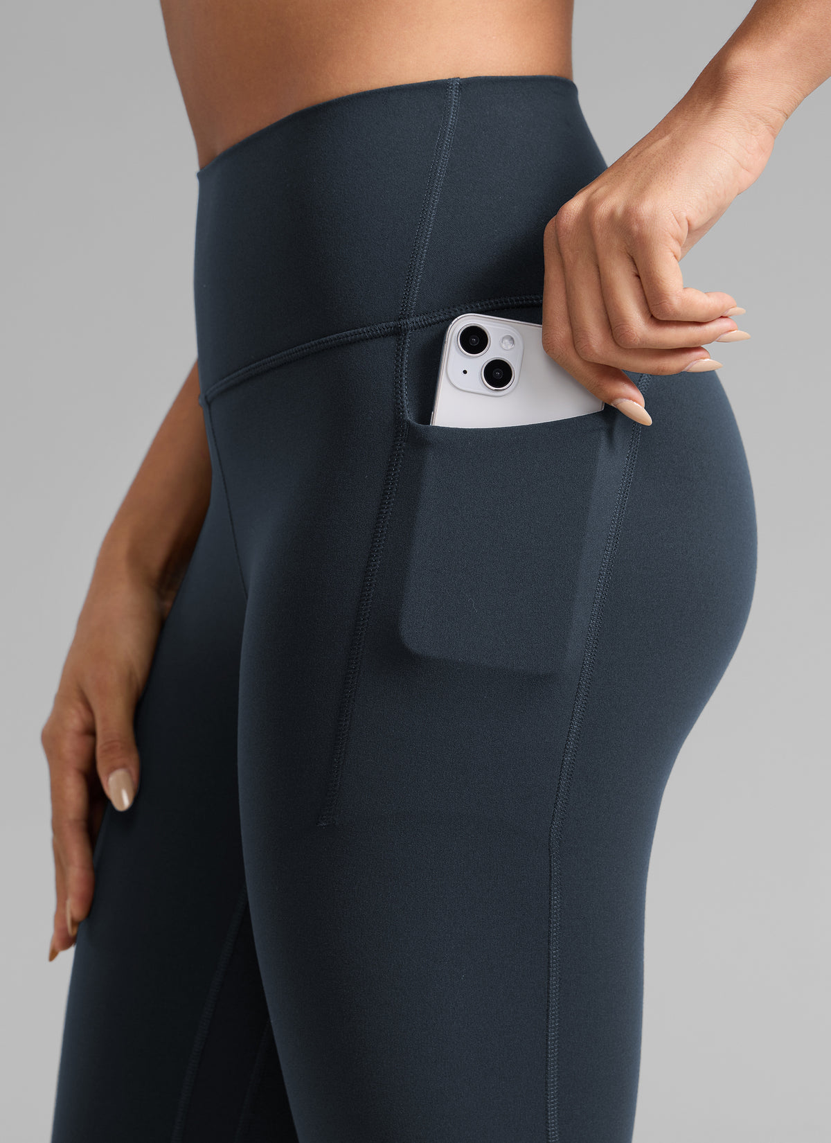 CRZ YOGA Women's Butterlift Workout High Rise Pocket Leggings 25'' True Navy @model_info:Dany