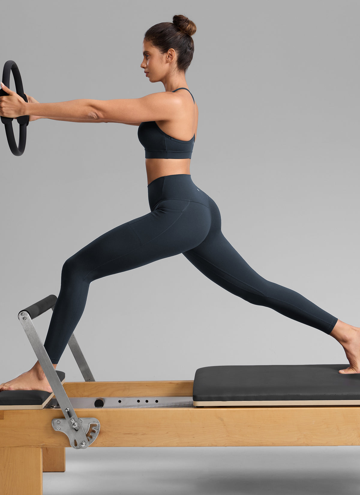 CRZ YOGA Women's Butterlift Workout High Rise Pocket Leggings 25'' True Navy @model_info:Dany