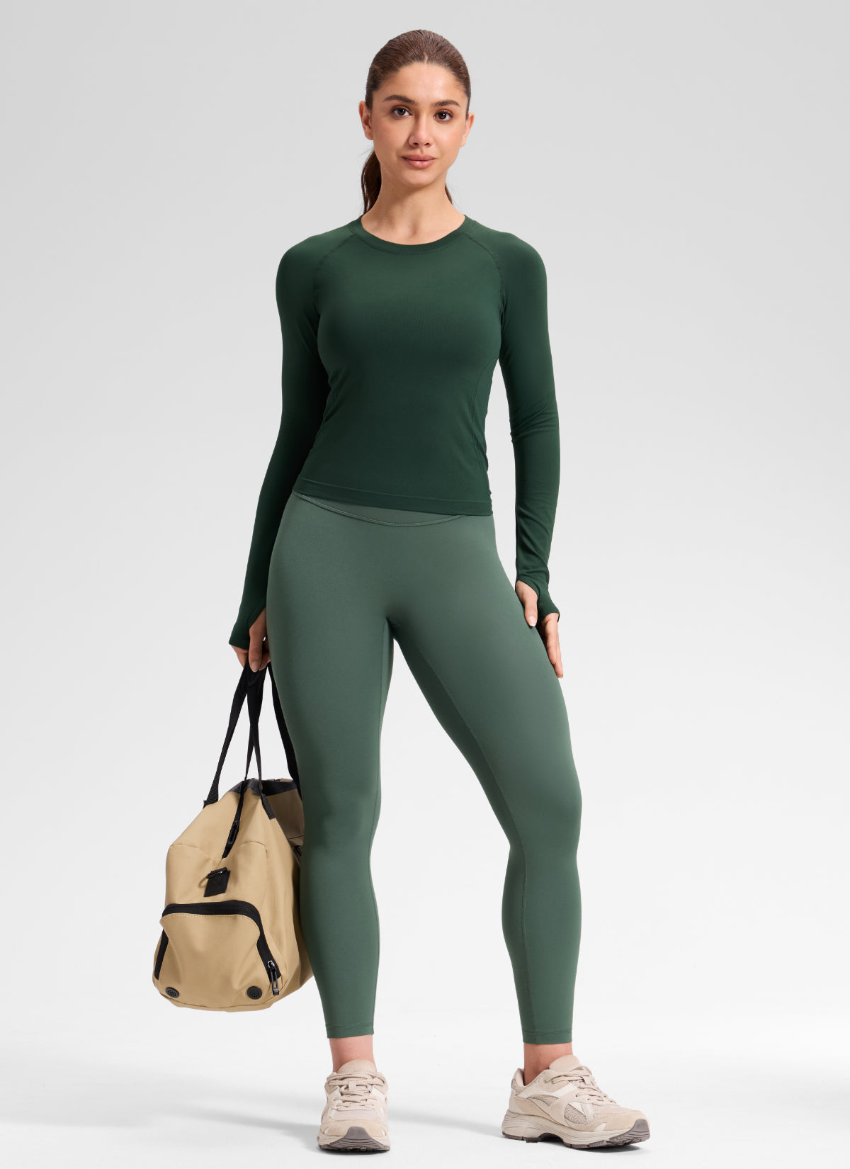 CRZ YOGA Softretch Secretsculpt™ Minor High Rise Front Seam Legging Dark Forest Green @model_info:Mavi
