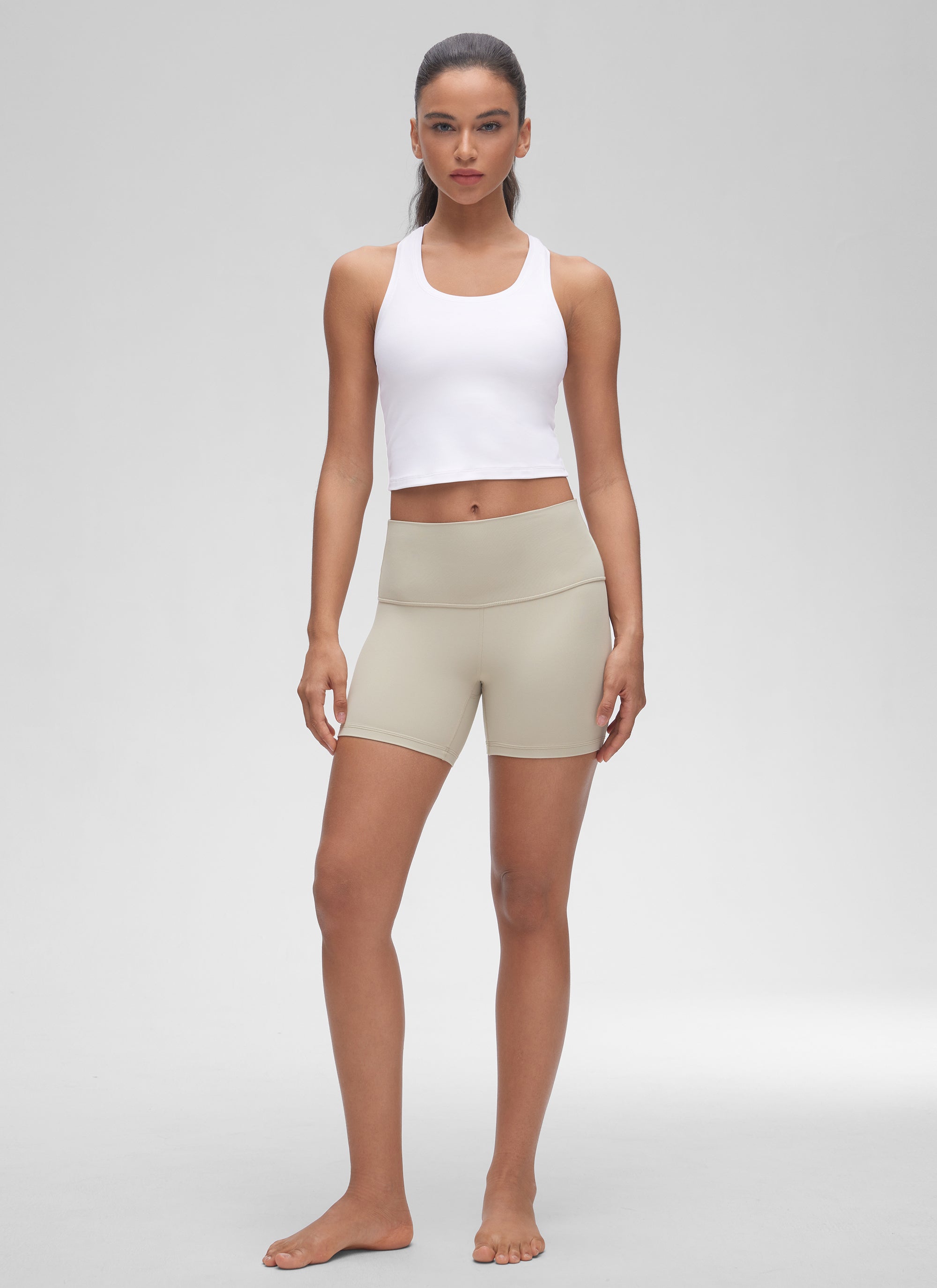 CRZ YOGA Women's Butterluxe Scoop Neck Racerback Cropped Lounge Yoga Tank White @model_info:Winma
