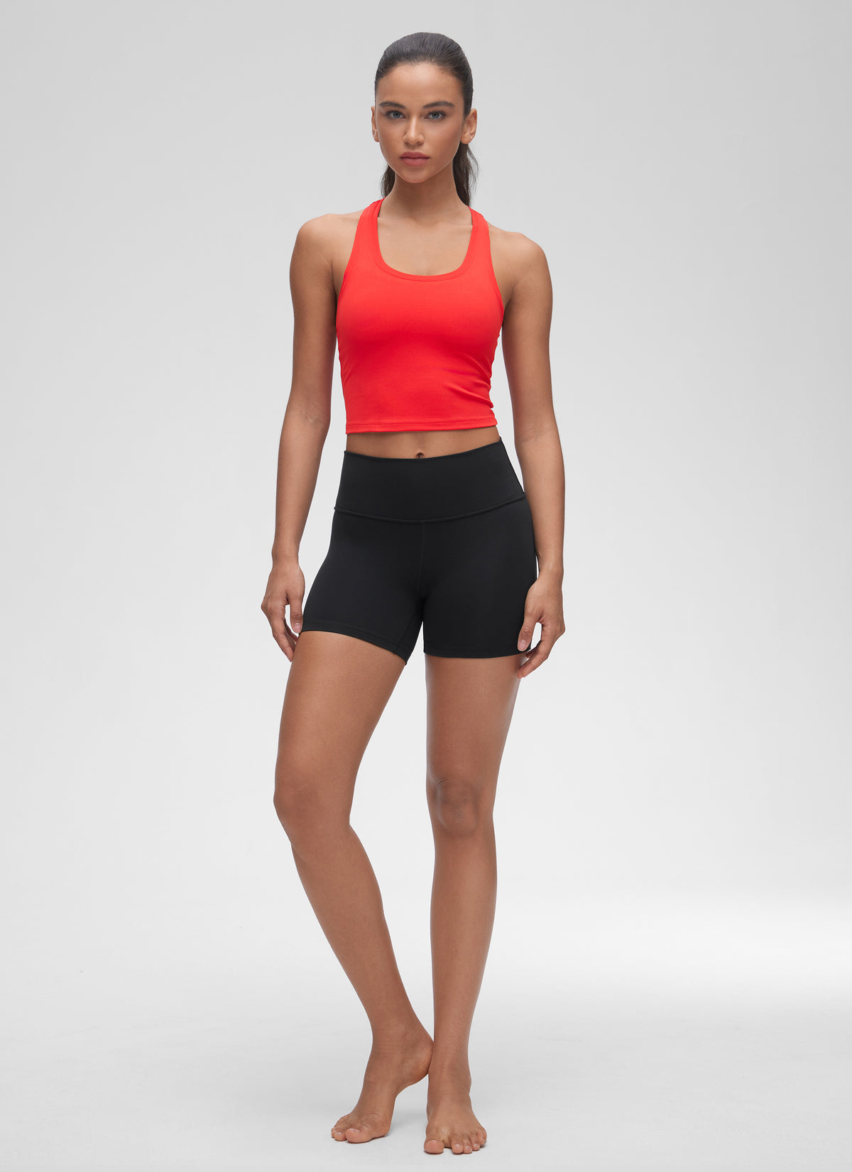 CRZ YOGA Women's Butterluxe Scoop Neck Racerback Cropped Lounge Yoga Tank Deep Red @model_info:Winma