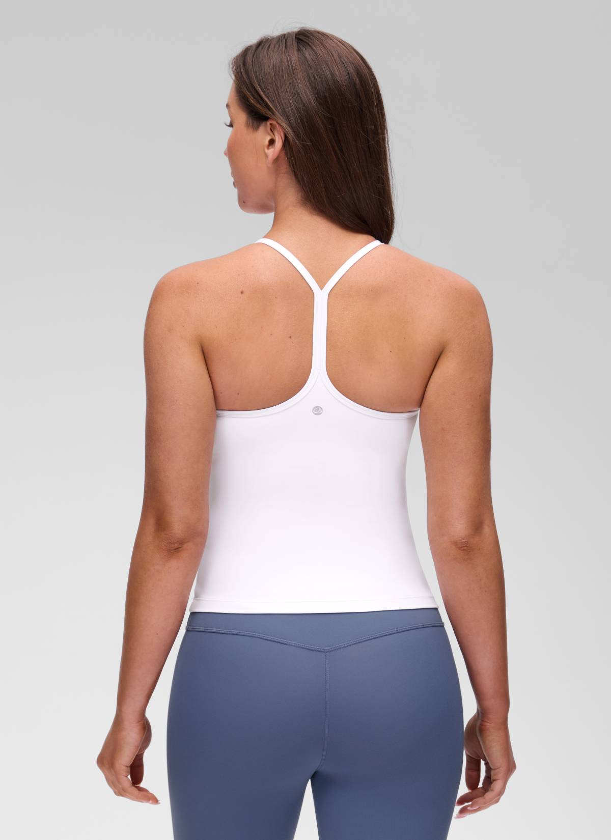 CRZ YOGA Women's Yoga Slim Fit Butterluxe Built-in Bra Tank Y Back White @model_info:Brooklyn