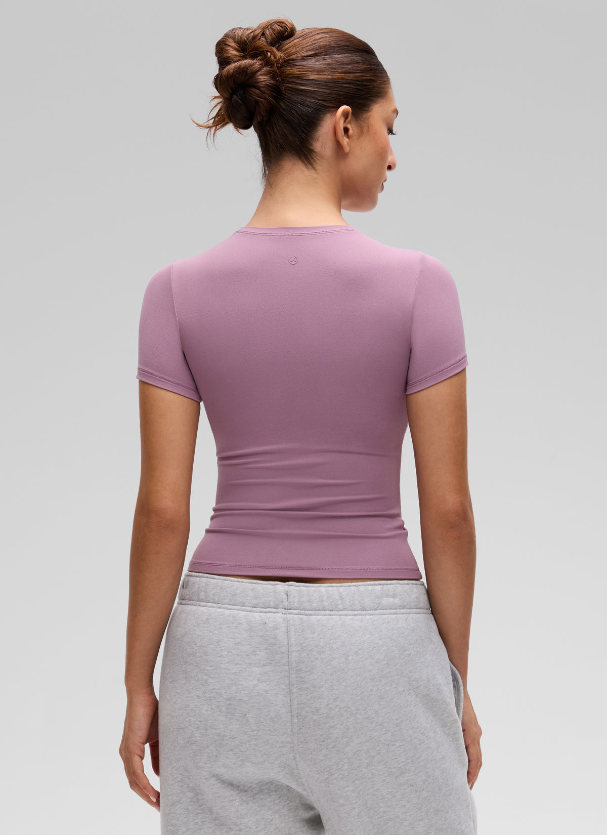 CRZ YOGA Women Going Out Tops Soft High Crew Neck Casual Tight Shirts Light Lavender @model_info:Inga