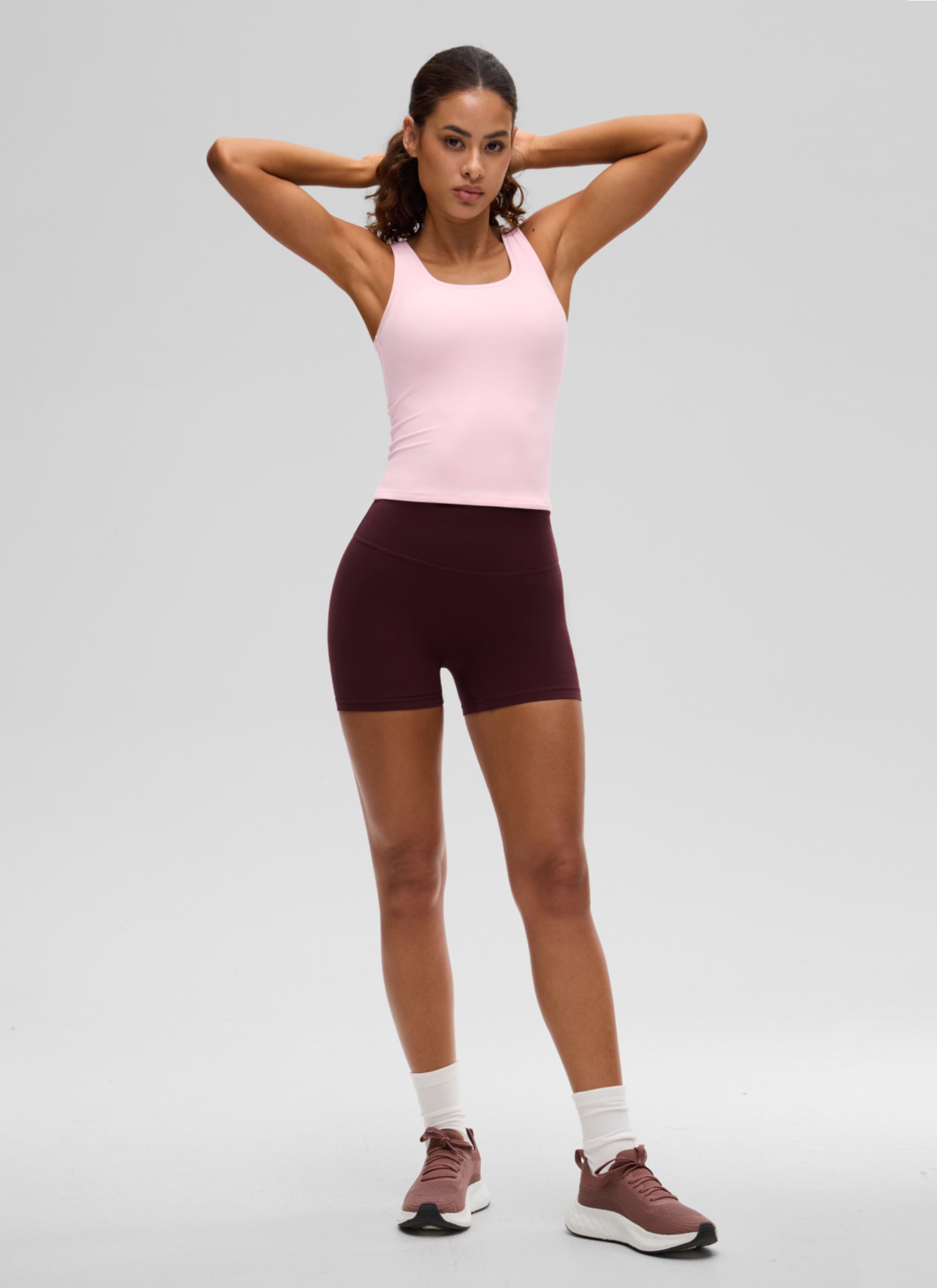 CRZ YOGA Women Softembrace Soft Double Lined Scoop Neck Tanks Casual Tops Strawberry Pink @model_info:J